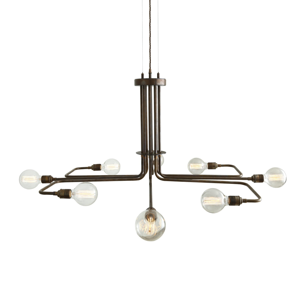 Amman Industrial Pipework Chandelier in Antique Brass