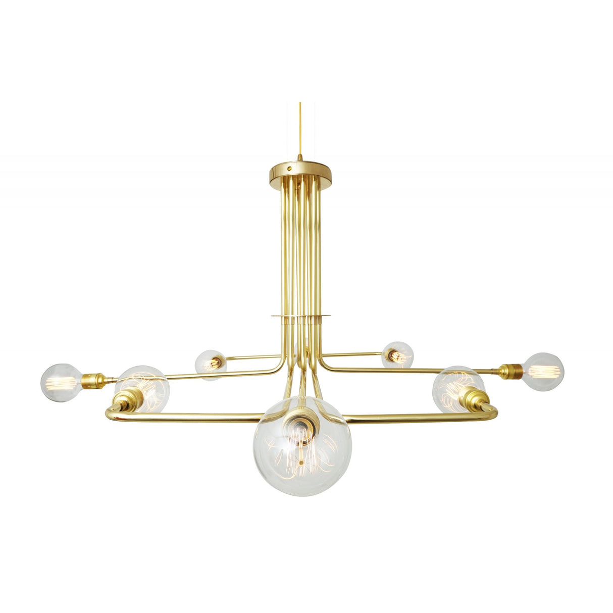 Amman Industrial Pipework Chandelier in Antique Brass
