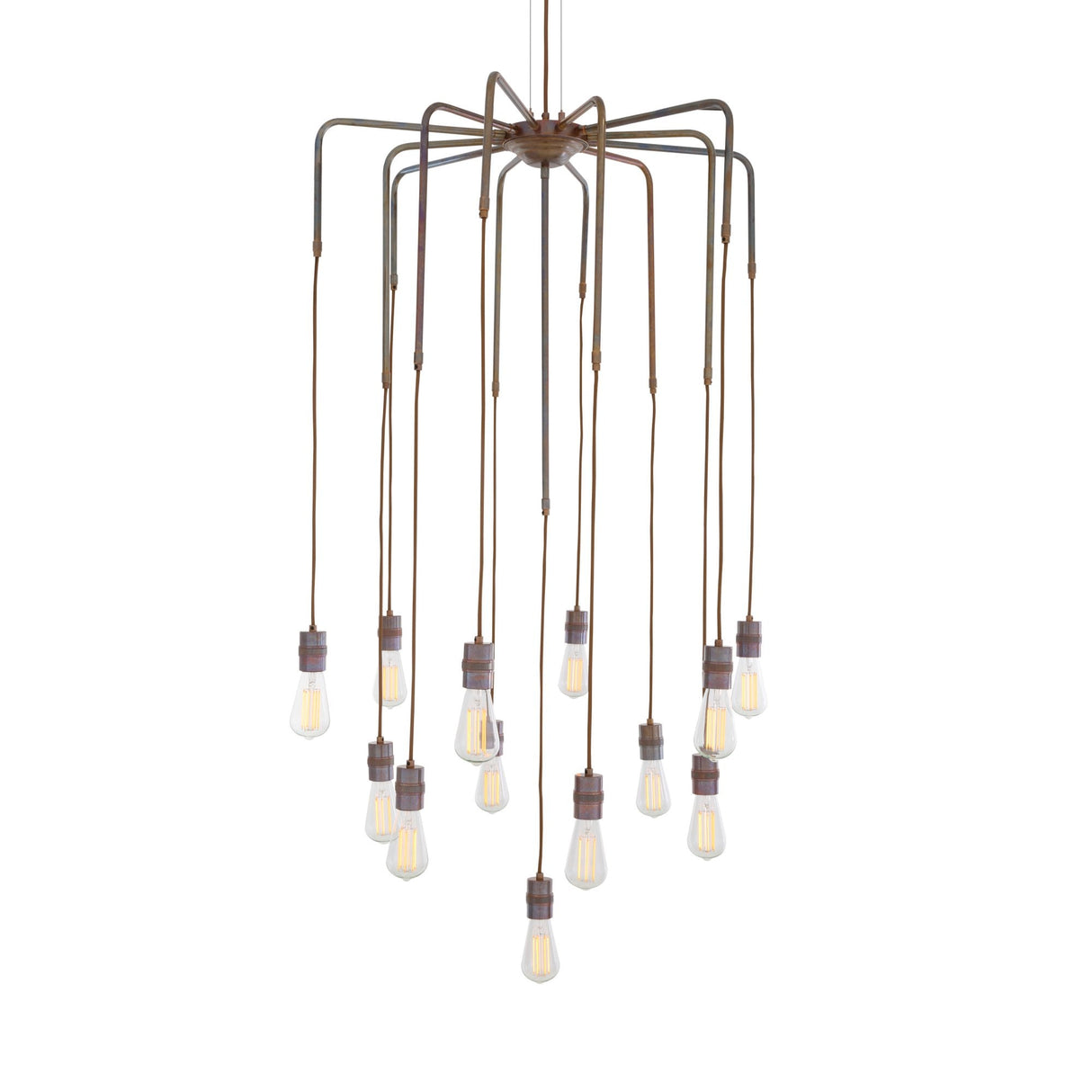 Sela Antique Brass Multi-Arm Chandelier with Elegant Geometric Design