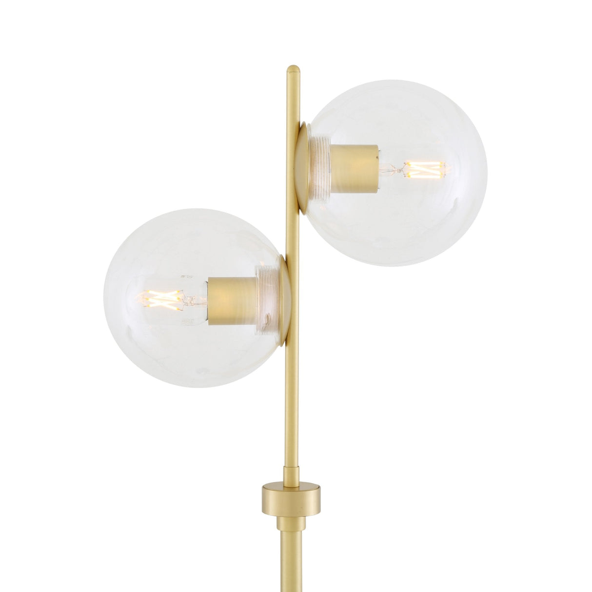 Madison Contemporary Floor Lamp, Matte Black & Antique Brass with Clear Glass Globes