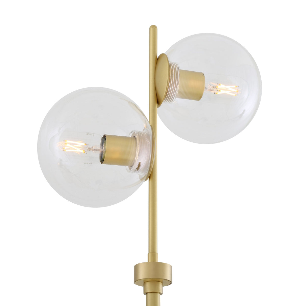 Madison Contemporary Floor Lamp, Matte Black & Antique Brass with Clear Glass Globes
