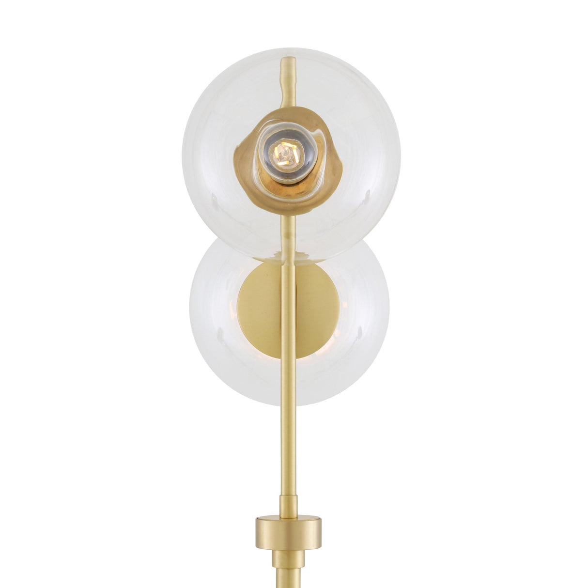 Madison Contemporary Floor Lamp, Matte Black & Antique Brass with Clear Glass Globes