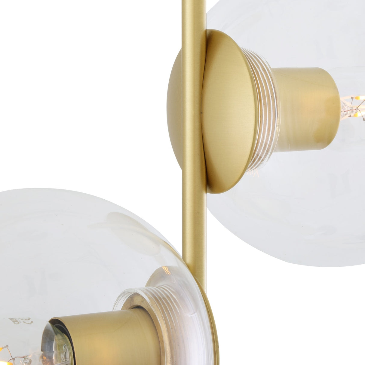 Madison Contemporary Floor Lamp, Matte Black & Antique Brass with Clear Glass Globes