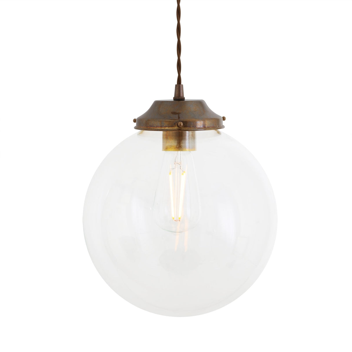 Virginia 20cm Antique Brass Globe Pendant Light