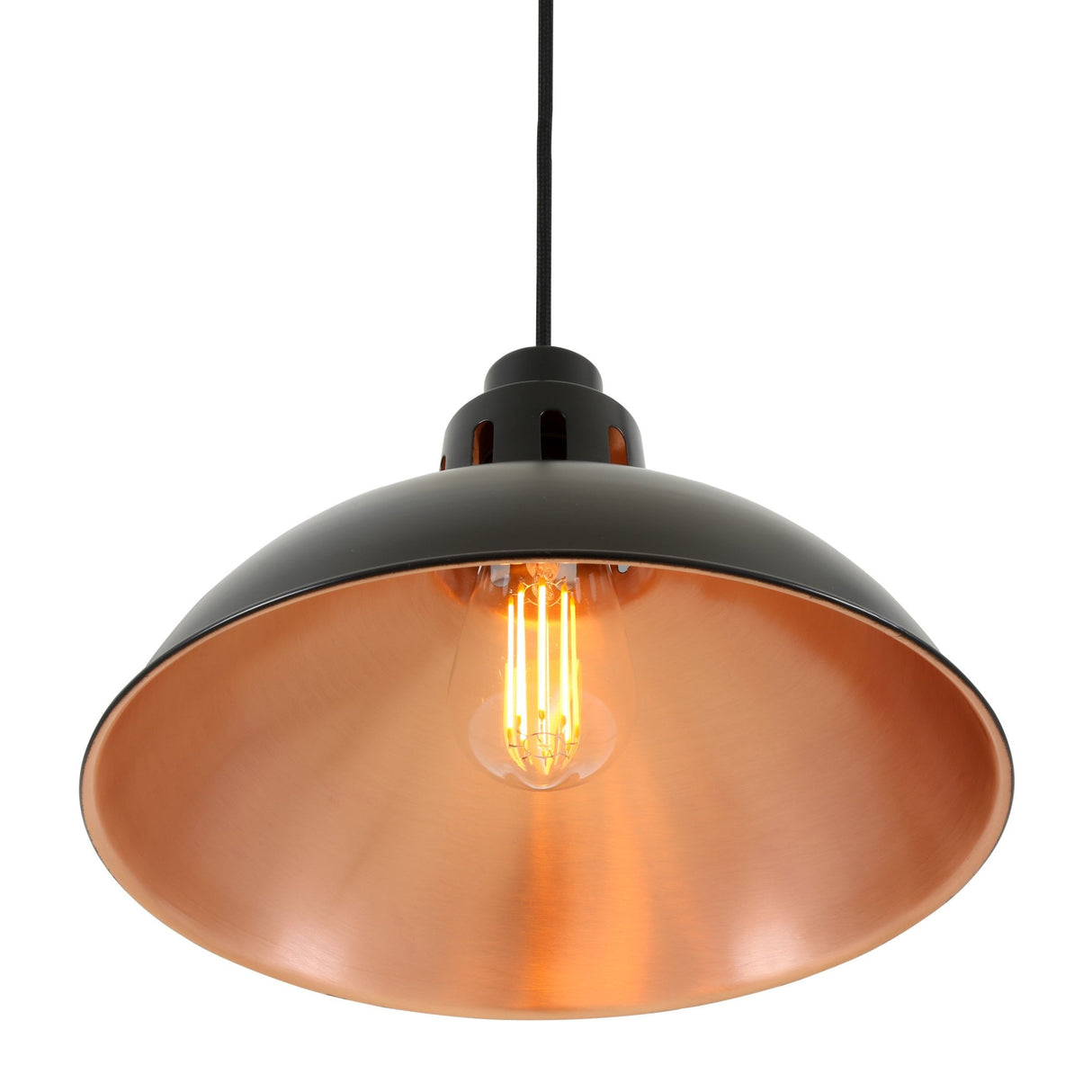 Vintage Elegance: Matte Black and Brushed Copper Double Pendant Light