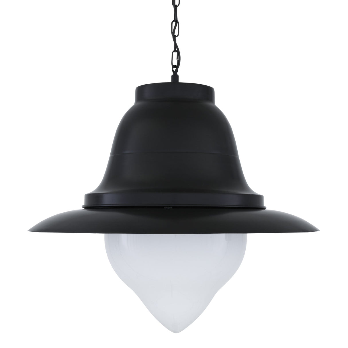 Knightsdale Nautical Pendant Light, Matte Black Finish with Opal Glass Shade