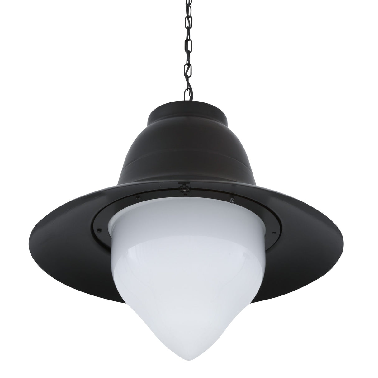 Knightsdale Nautical Pendant Light, Matte Black Finish with Opal Glass Shade