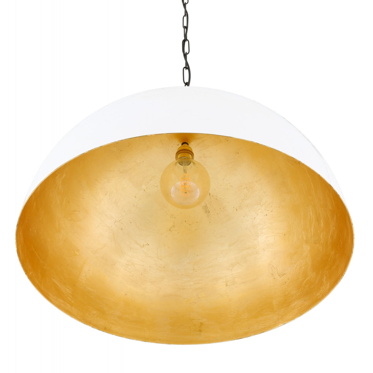 Elegant Goma Pendant Light in White with Gold Leaf Interior