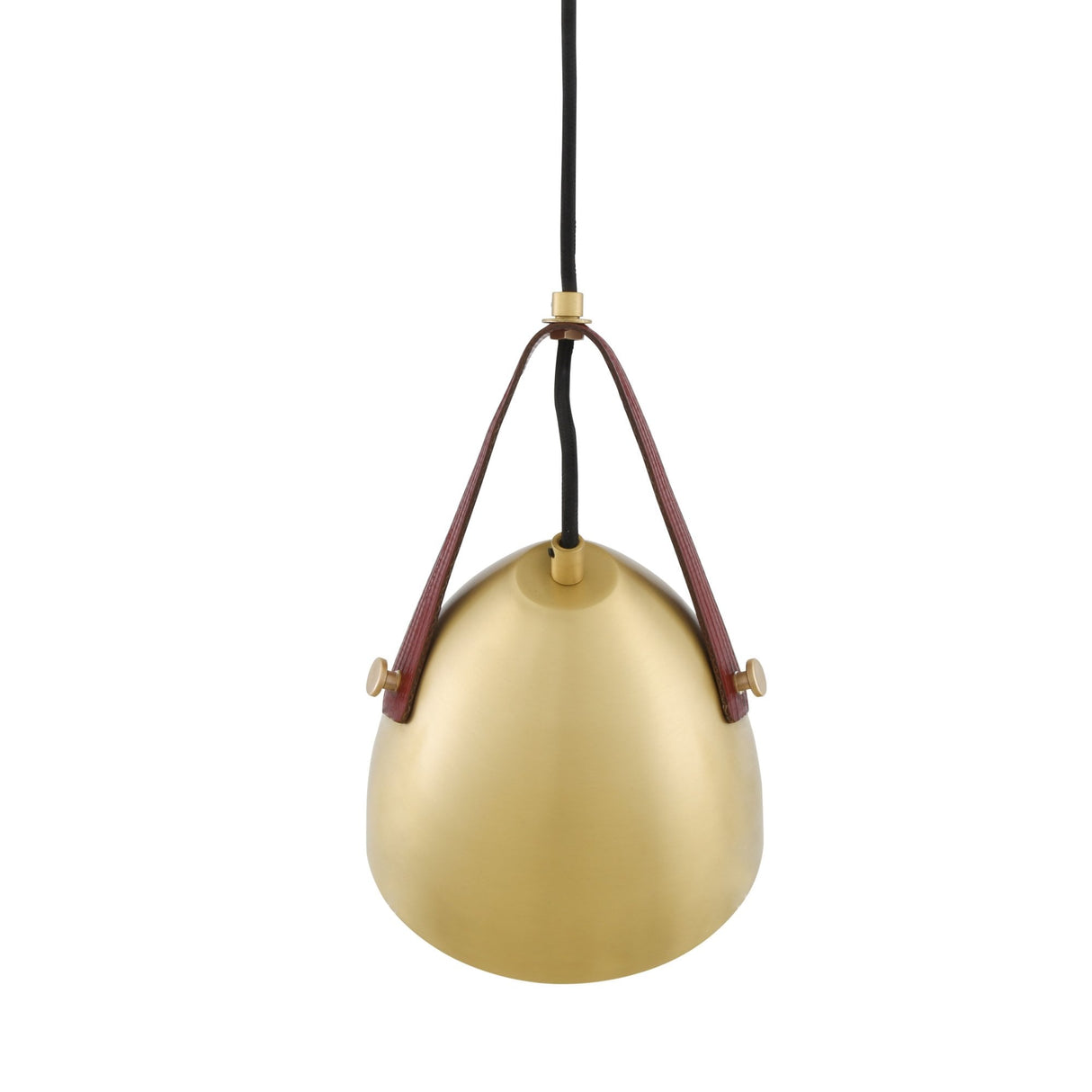Southwark Pendant Light, Antique Brass with Red Fire-Hose Strap