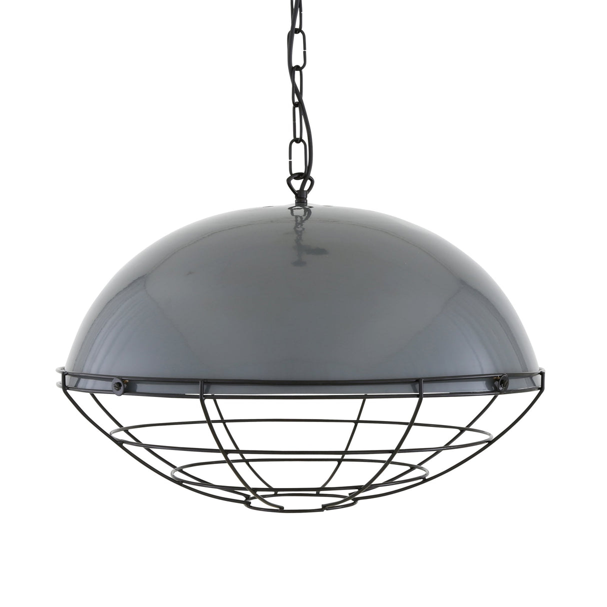 Modern Industrial Black & White Cage Pendant
