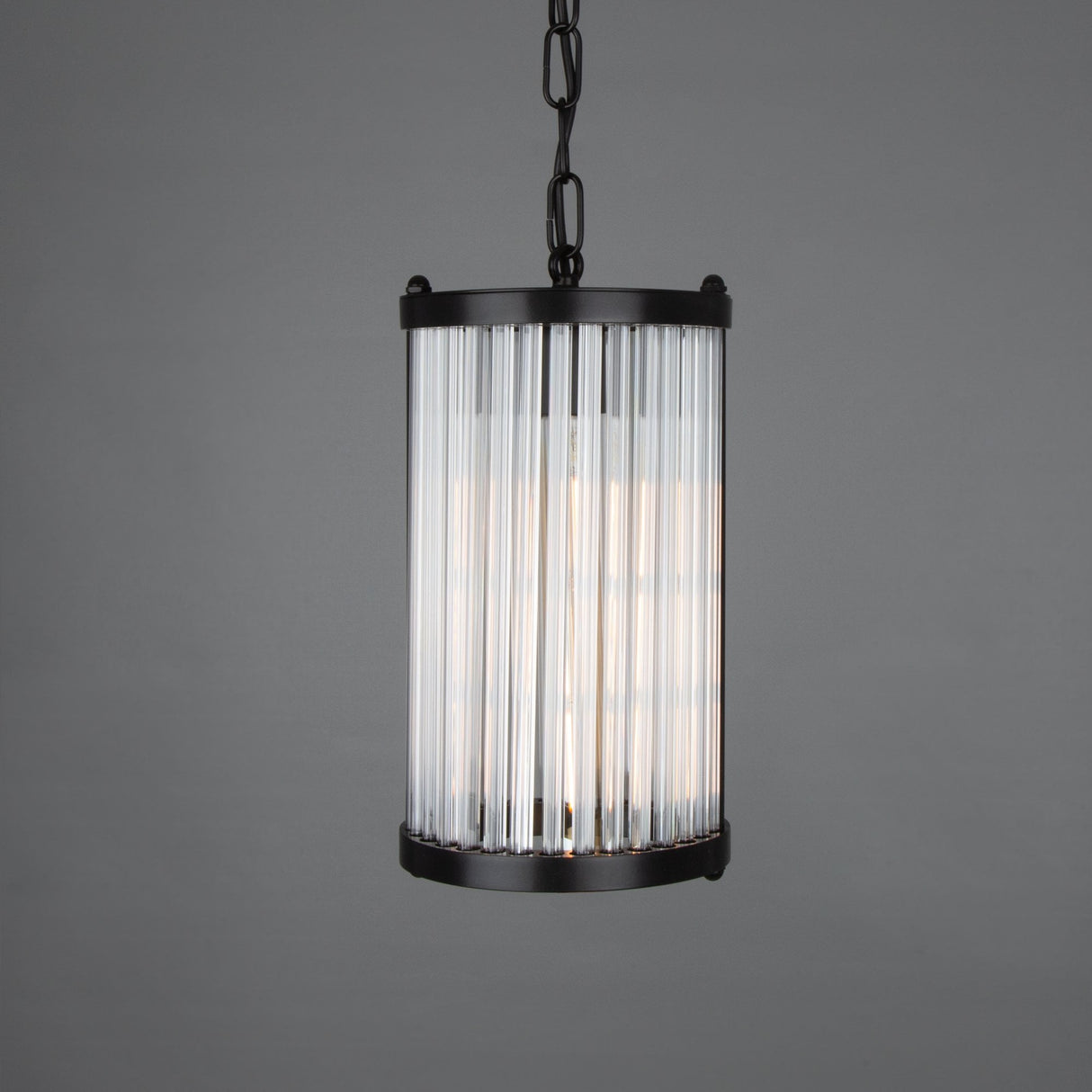 Caledon Petite Fluted Glass Pendant, Matte Black