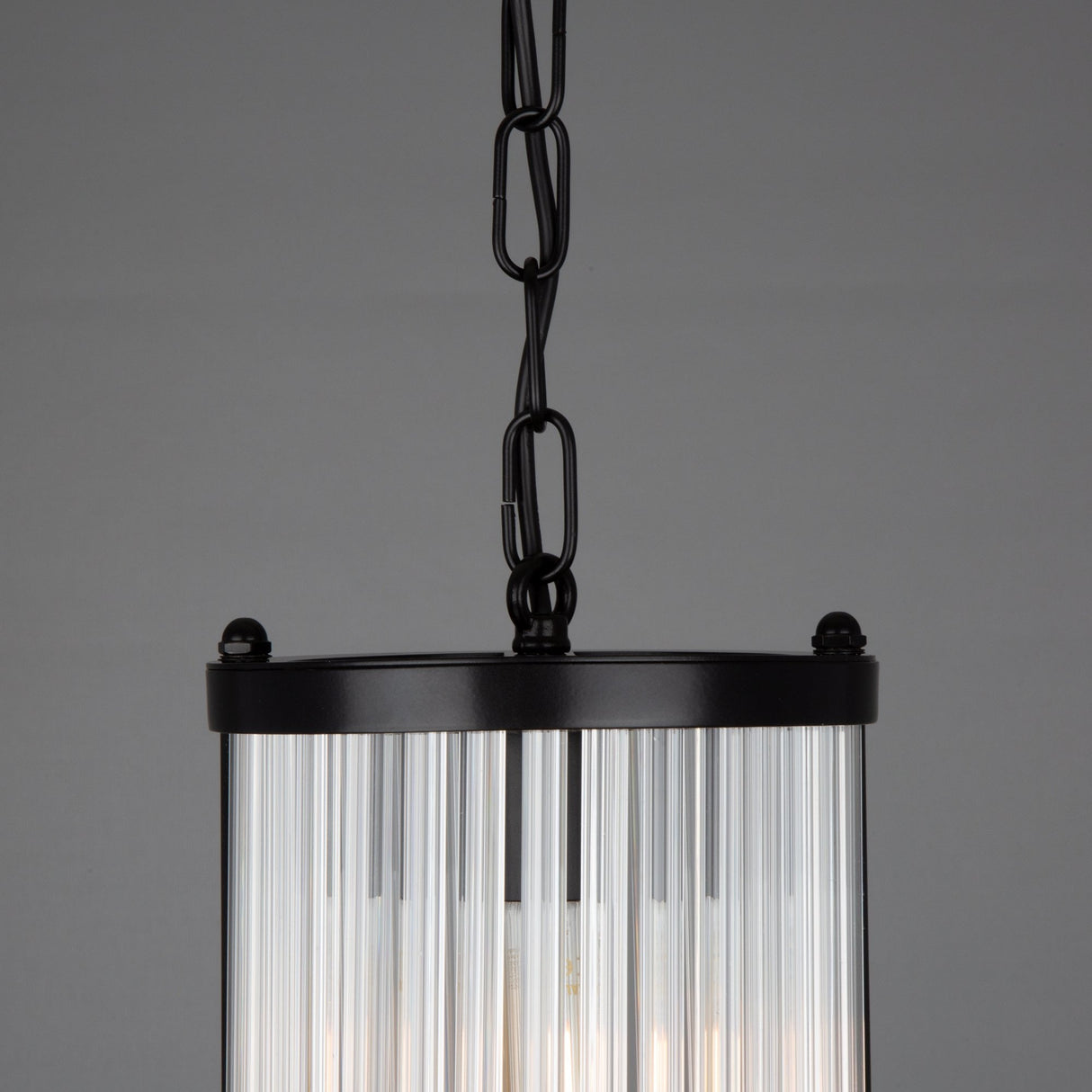 Caledon Petite Fluted Glass Pendant, Matte Black