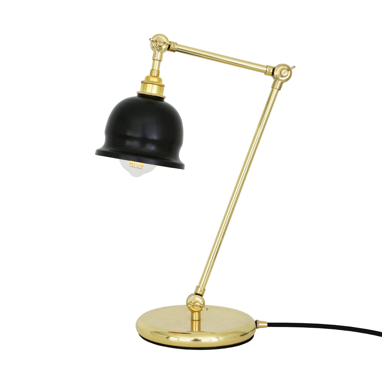Nico Brass and Black Shade Adjustable Table Lamp