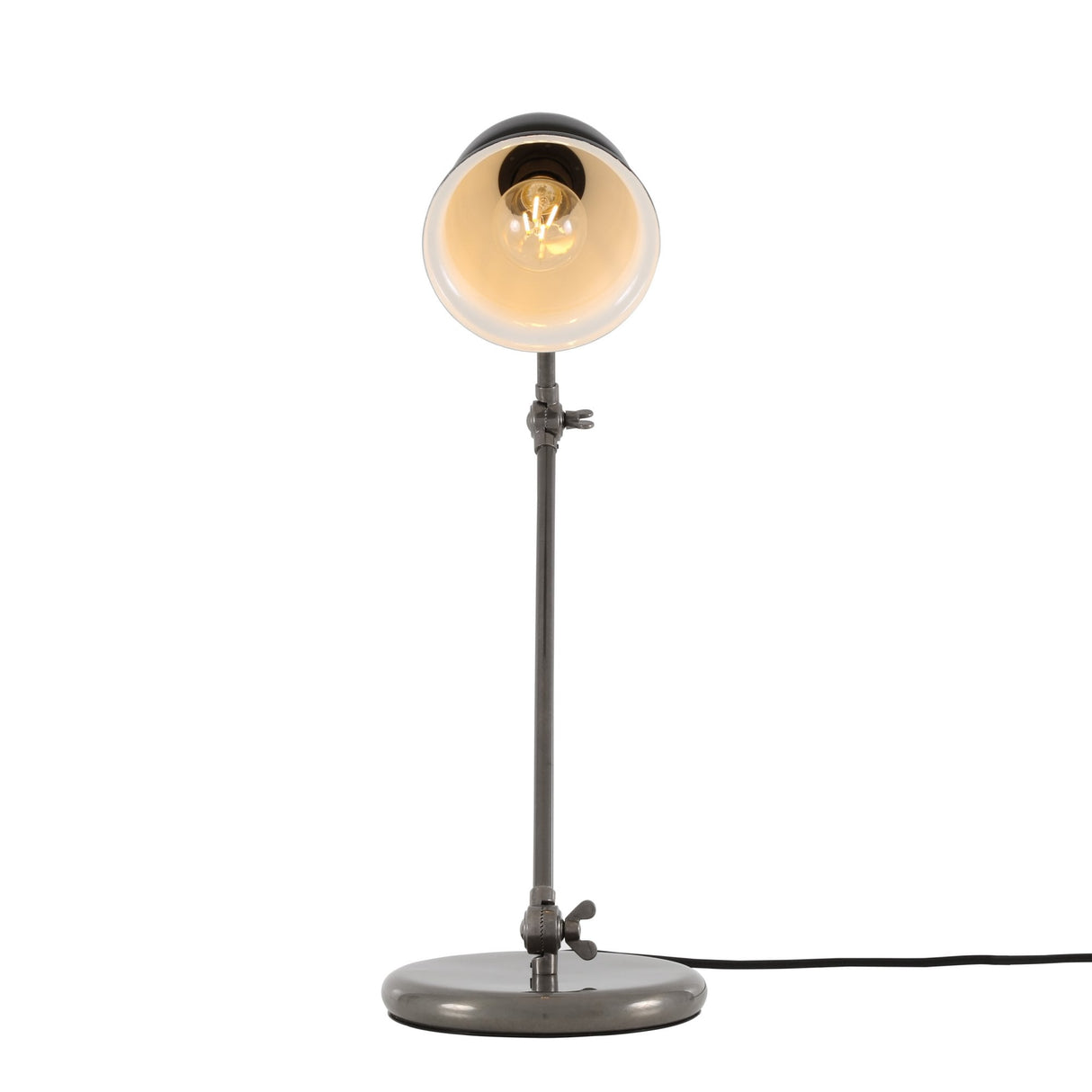 Elegant Nico Lamp in Antique Silver with Sleek Black Shade