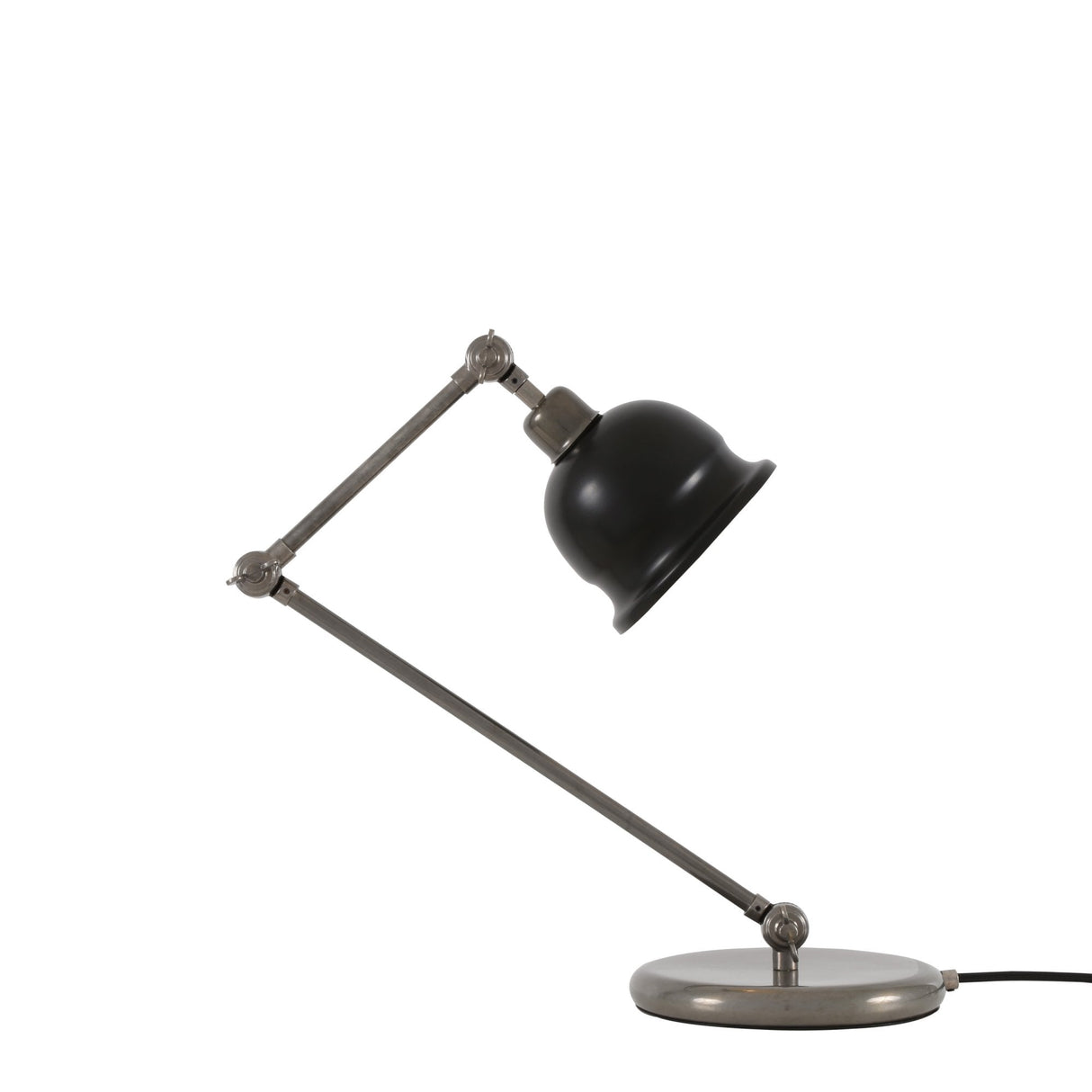 Elegant Nico Lamp in Antique Silver with Sleek Black Shade