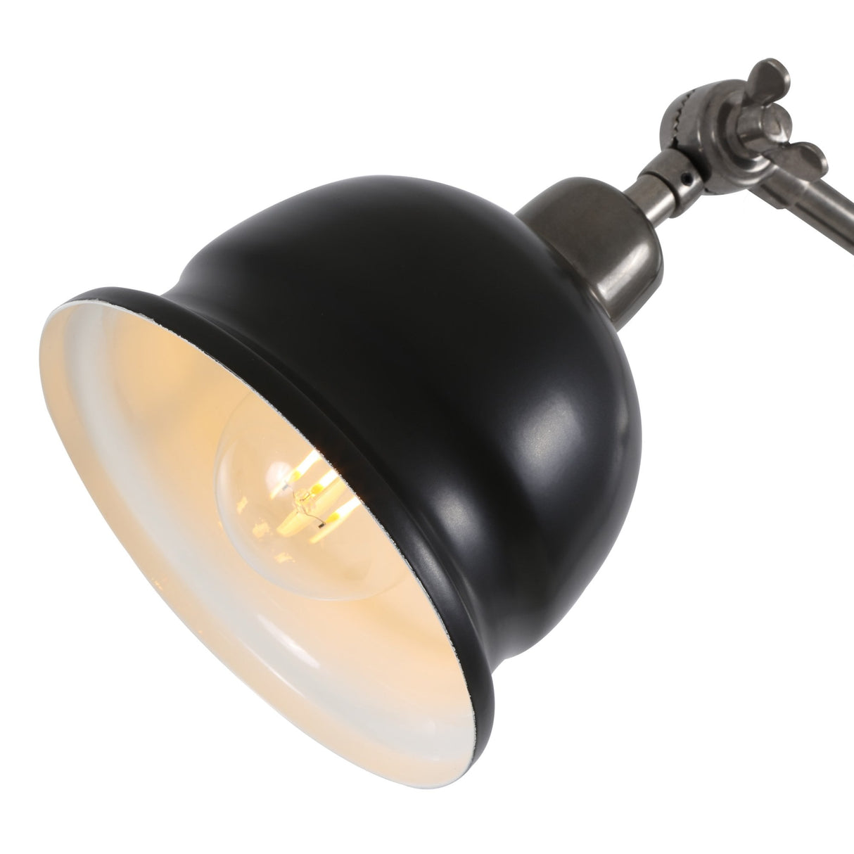 Elegant Nico Lamp in Antique Silver with Sleek Black Shade