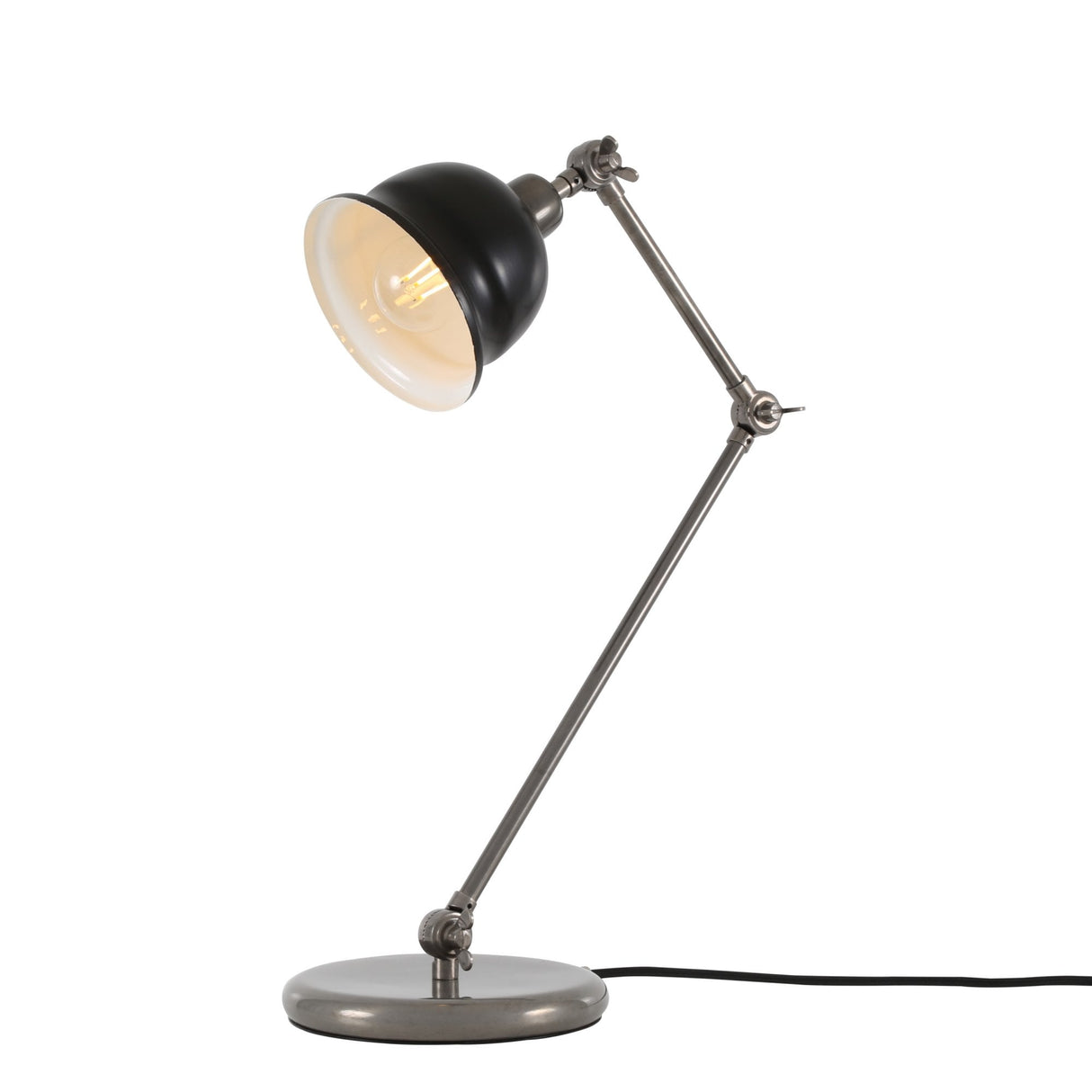 Elegant Nico Lamp in Antique Silver with Sleek Black Shade