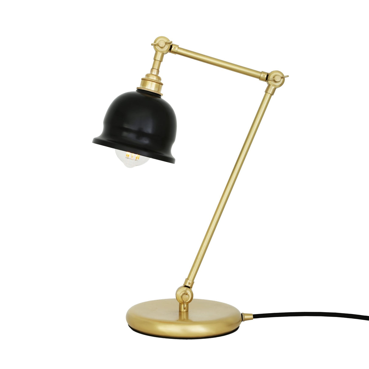 Satin Brass Elegance: Nico Lamp with Black Shade