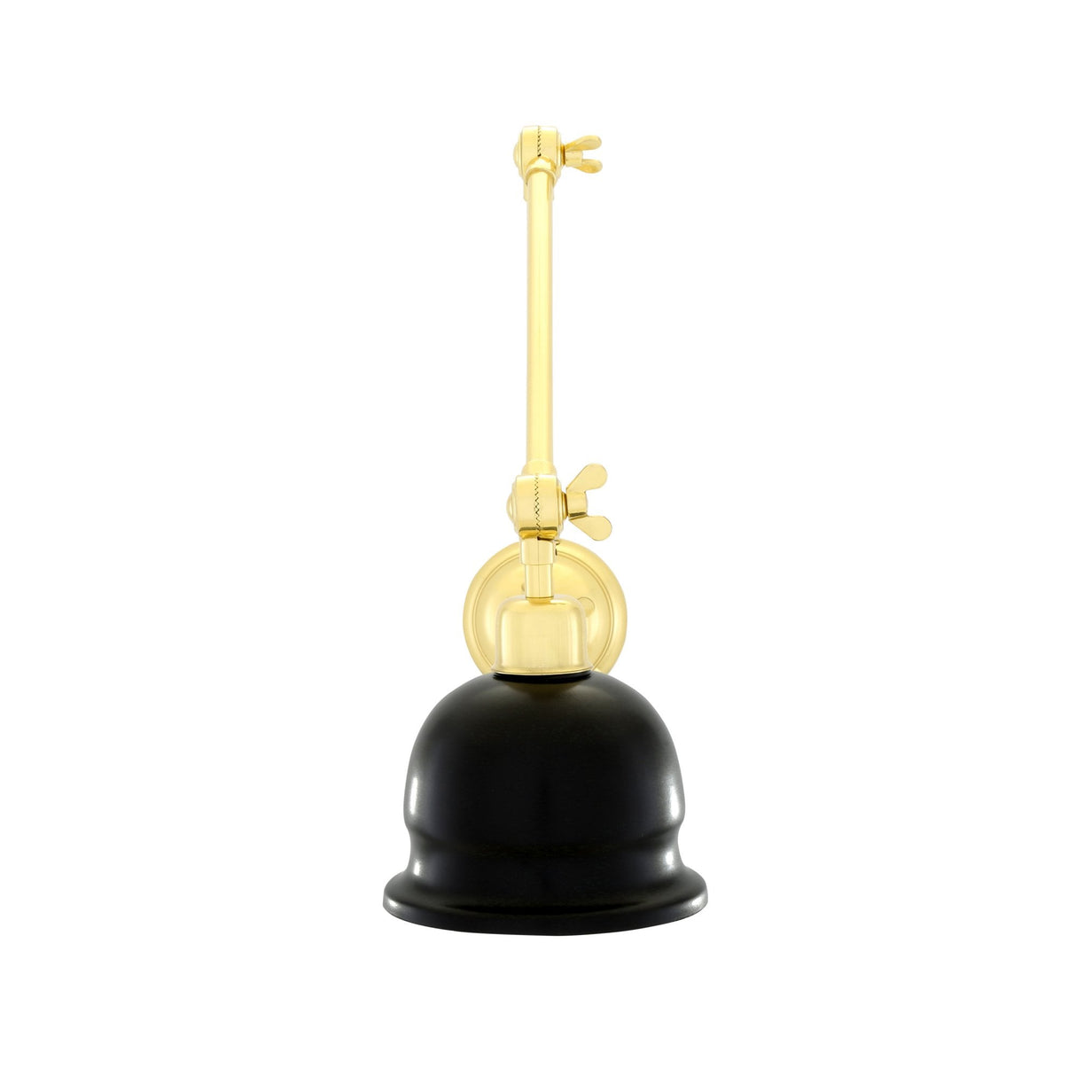 Elegant Brass and Black Shade Wall Sconce - Adjustable Height