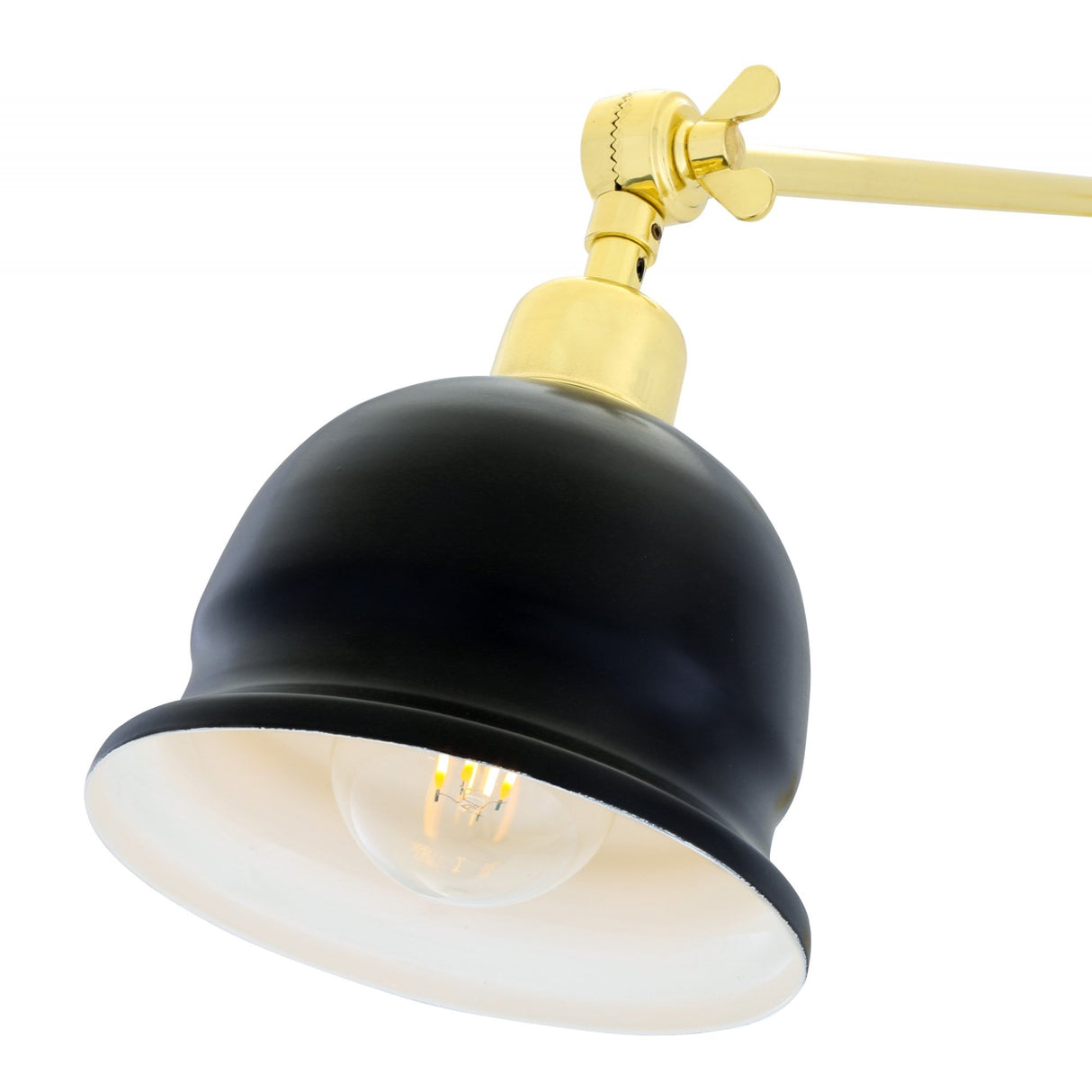 Elegant Brass and Black Shade Wall Sconce - Adjustable Height