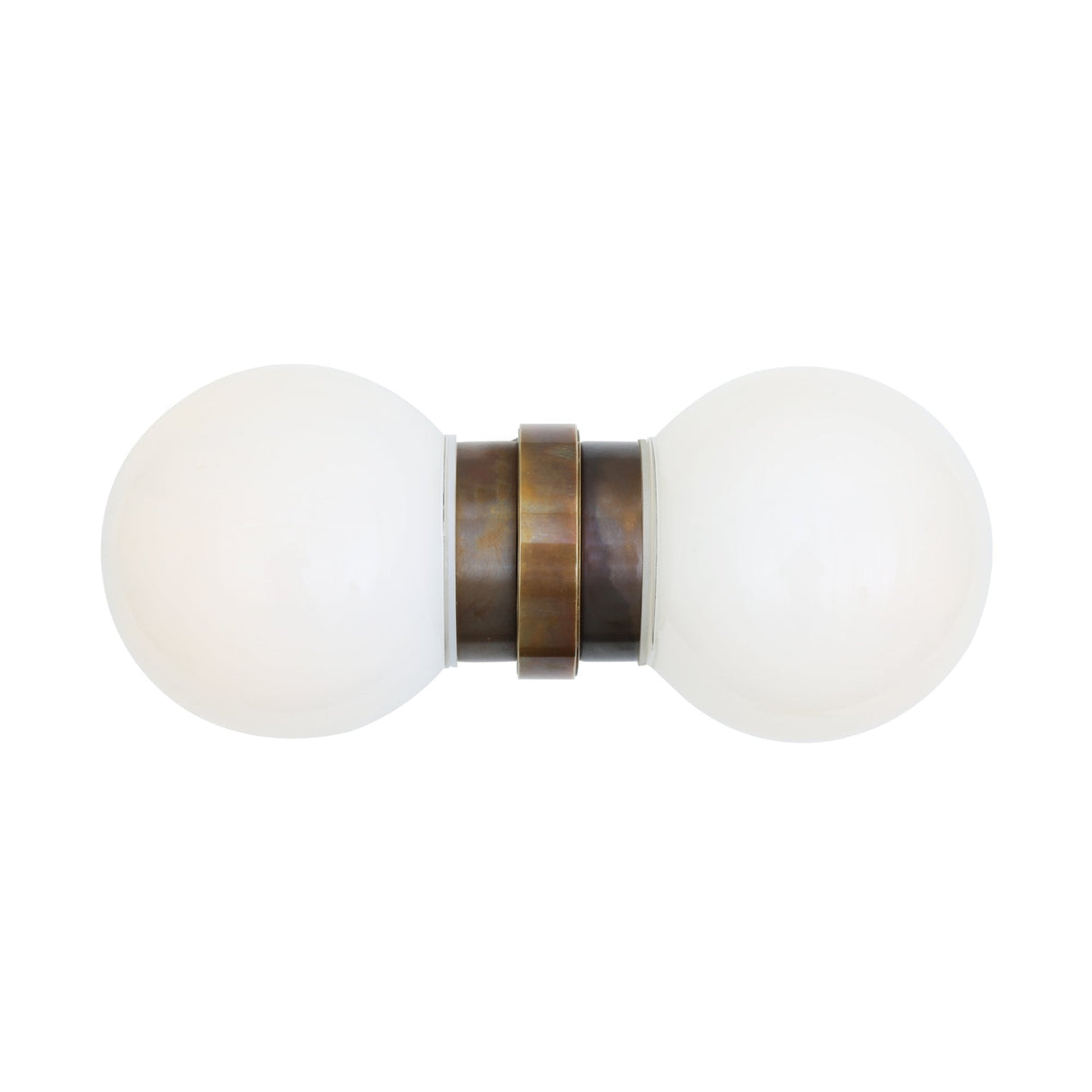 Eske Antique Brass Double Wall Sconce with Clear Globe Shades