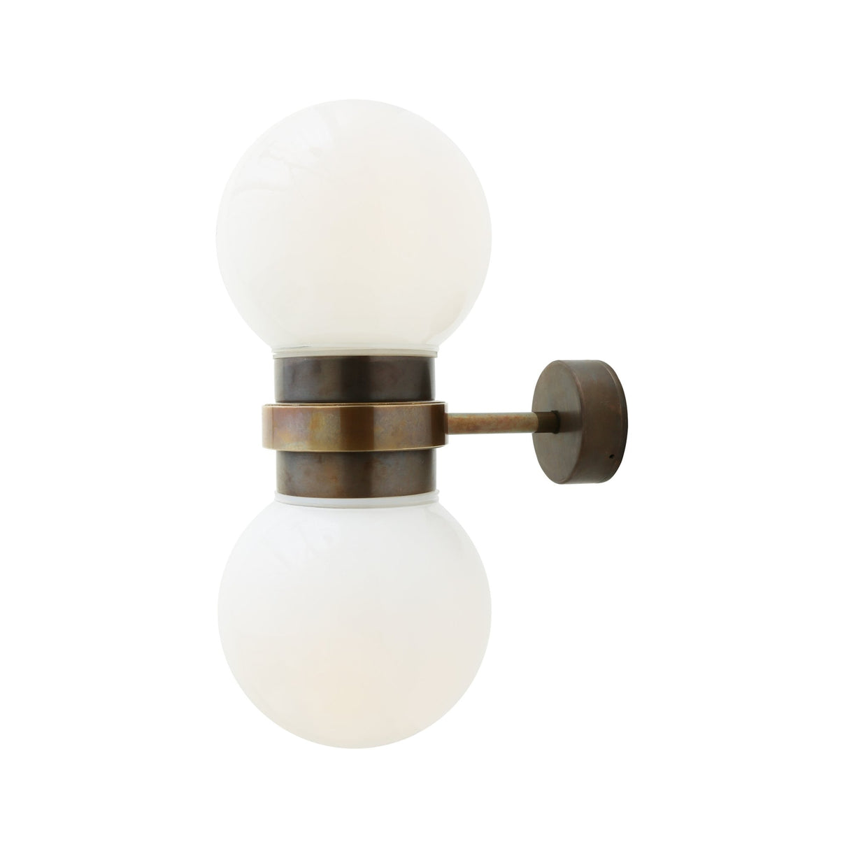 Eske Antique Brass Double Wall Sconce with Clear Globe Shades