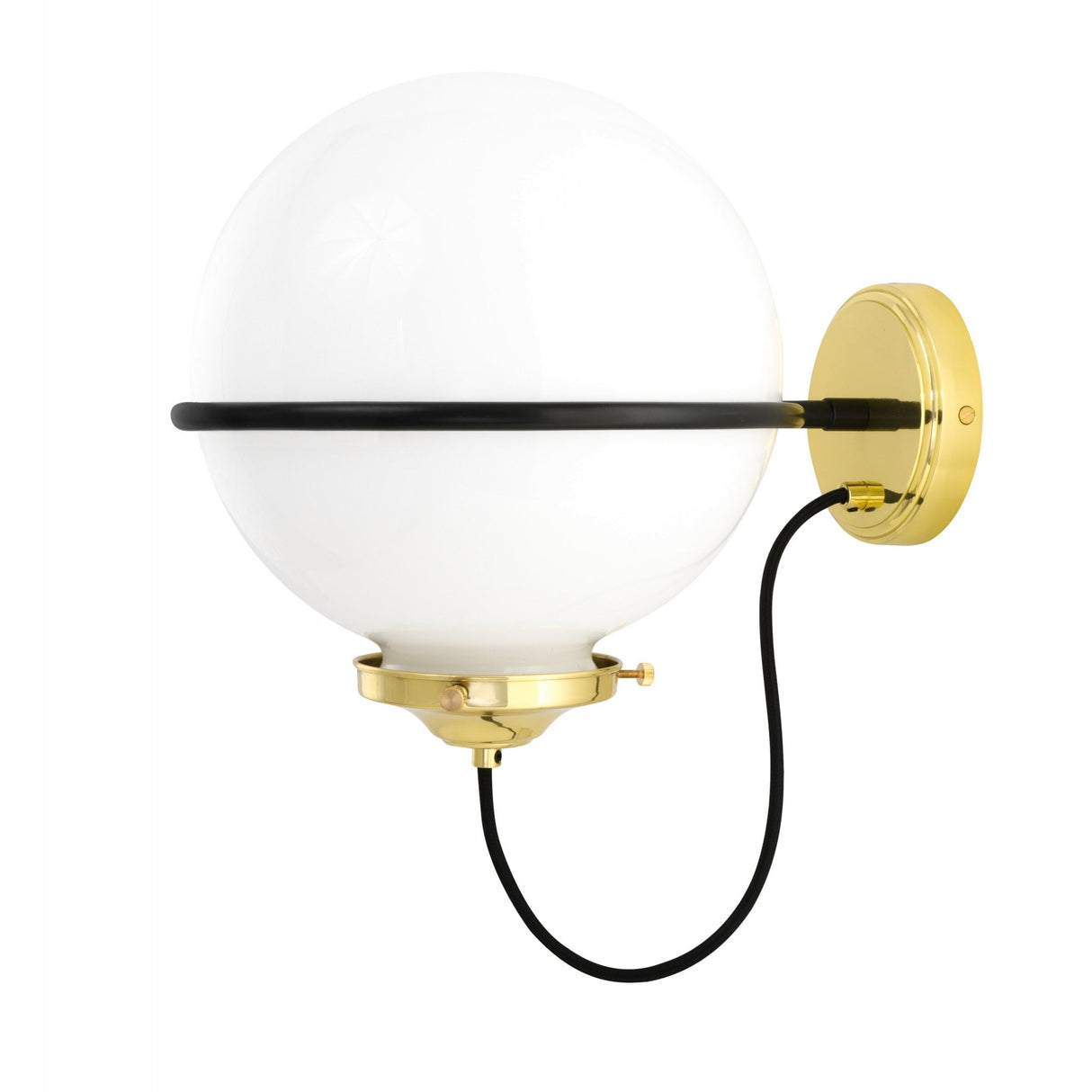 Oranmore 25cm Antique Brass & Black Globe Wall Light