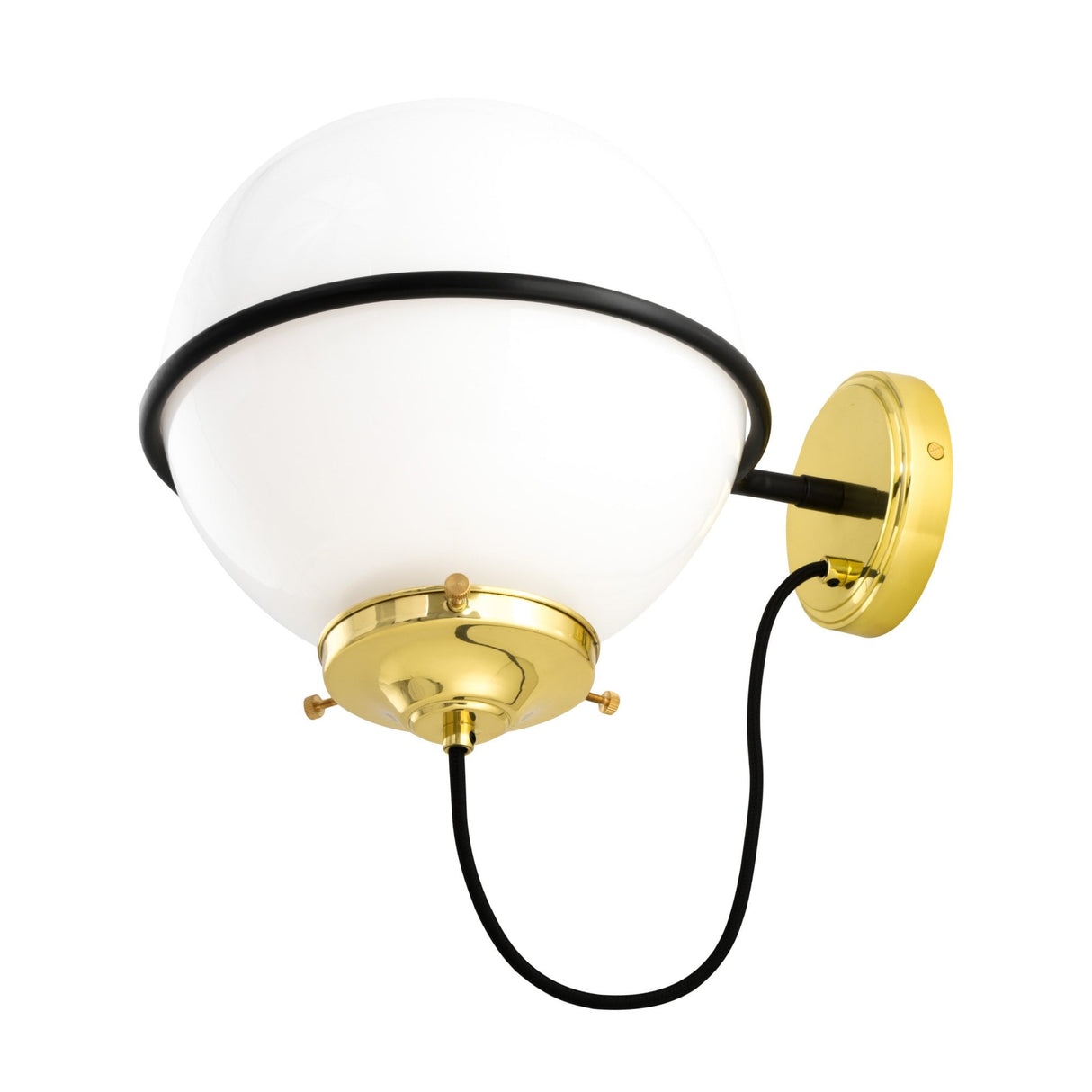 Oranmore 25cm Antique Brass & Black Globe Wall Light