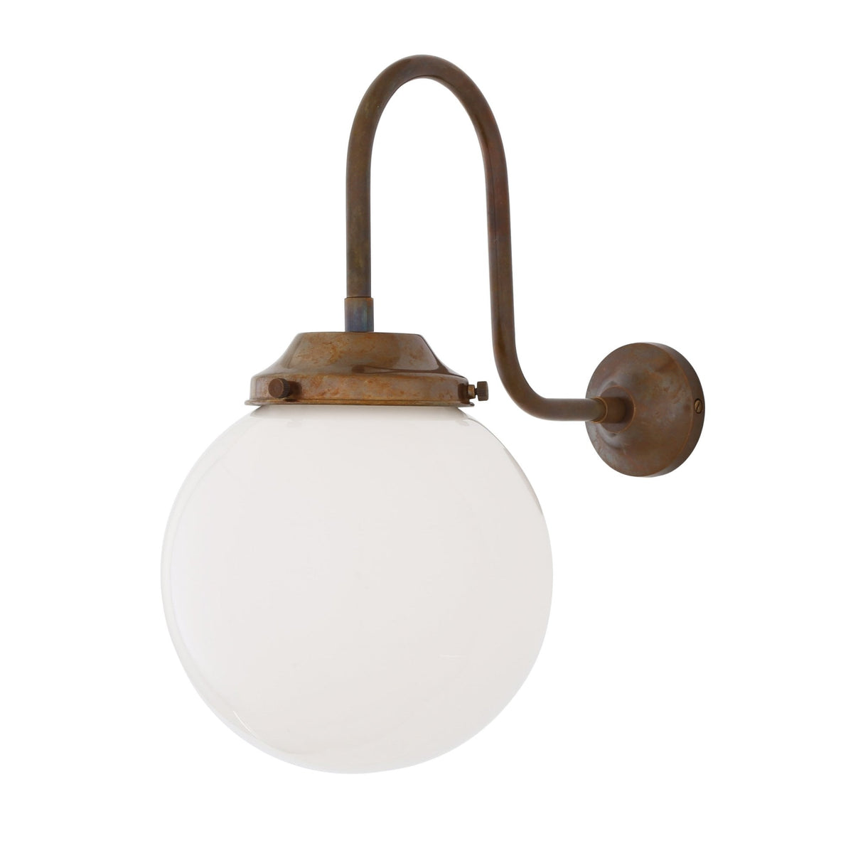 Vintage Brass and Glass Swan Neck Wall Light - 20cm