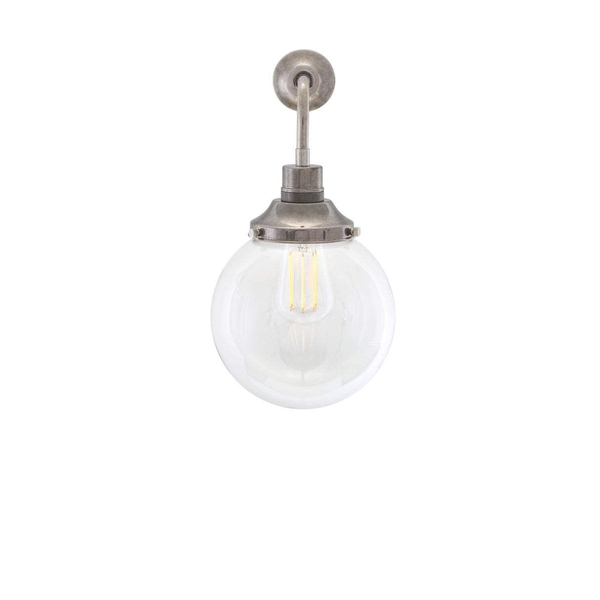 Antique Brass & Clear Glass Wall Light – Bamako 20cm Design