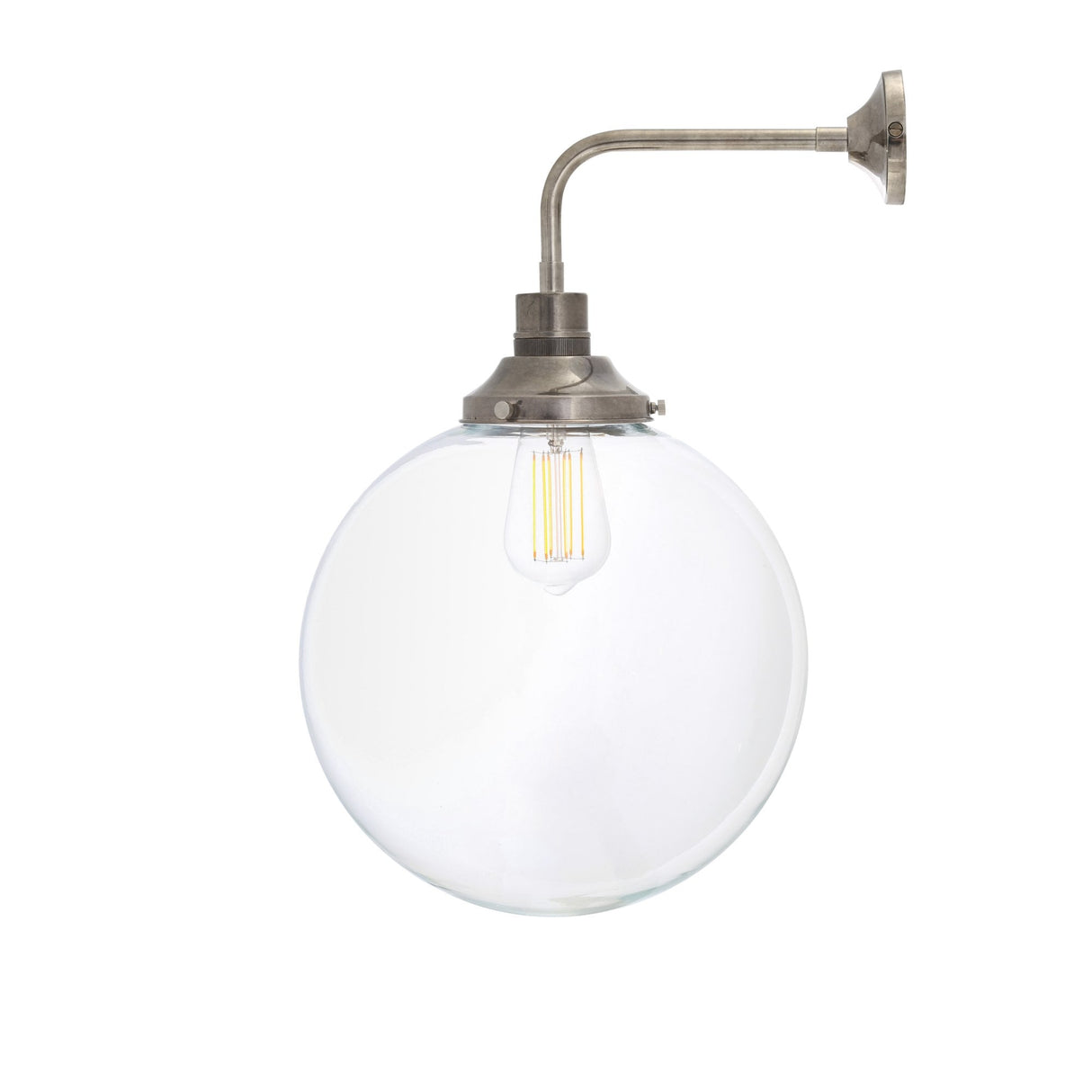 Bamako Antique Brass Wall Light with Clear Glass, 30cm