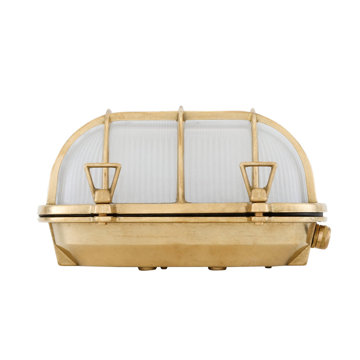 Nautical Brass Wall Light with Frosted Glass - Emergency LED Bulkhead
