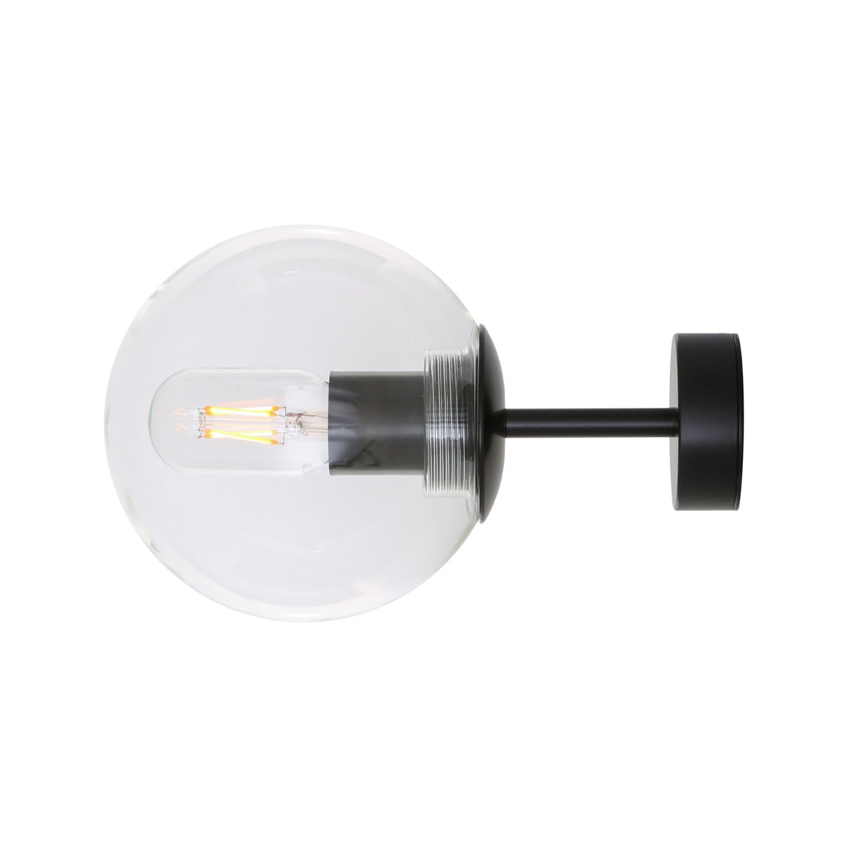 Antique Brass Globe Wall Sconce with Clear Glass
