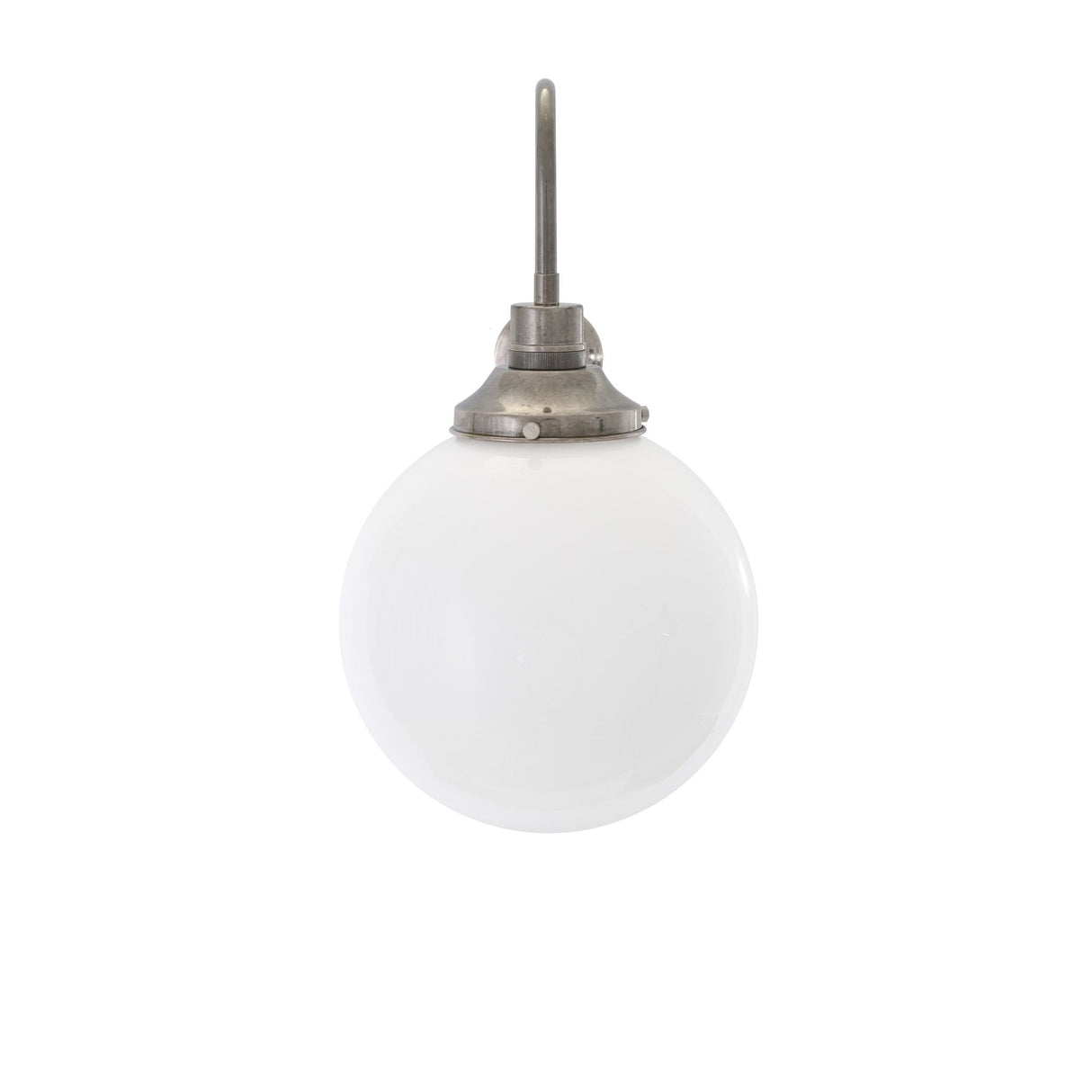 Vintage-Inspired Swan Neck Wall Light in Antique Brass with Opal Glass