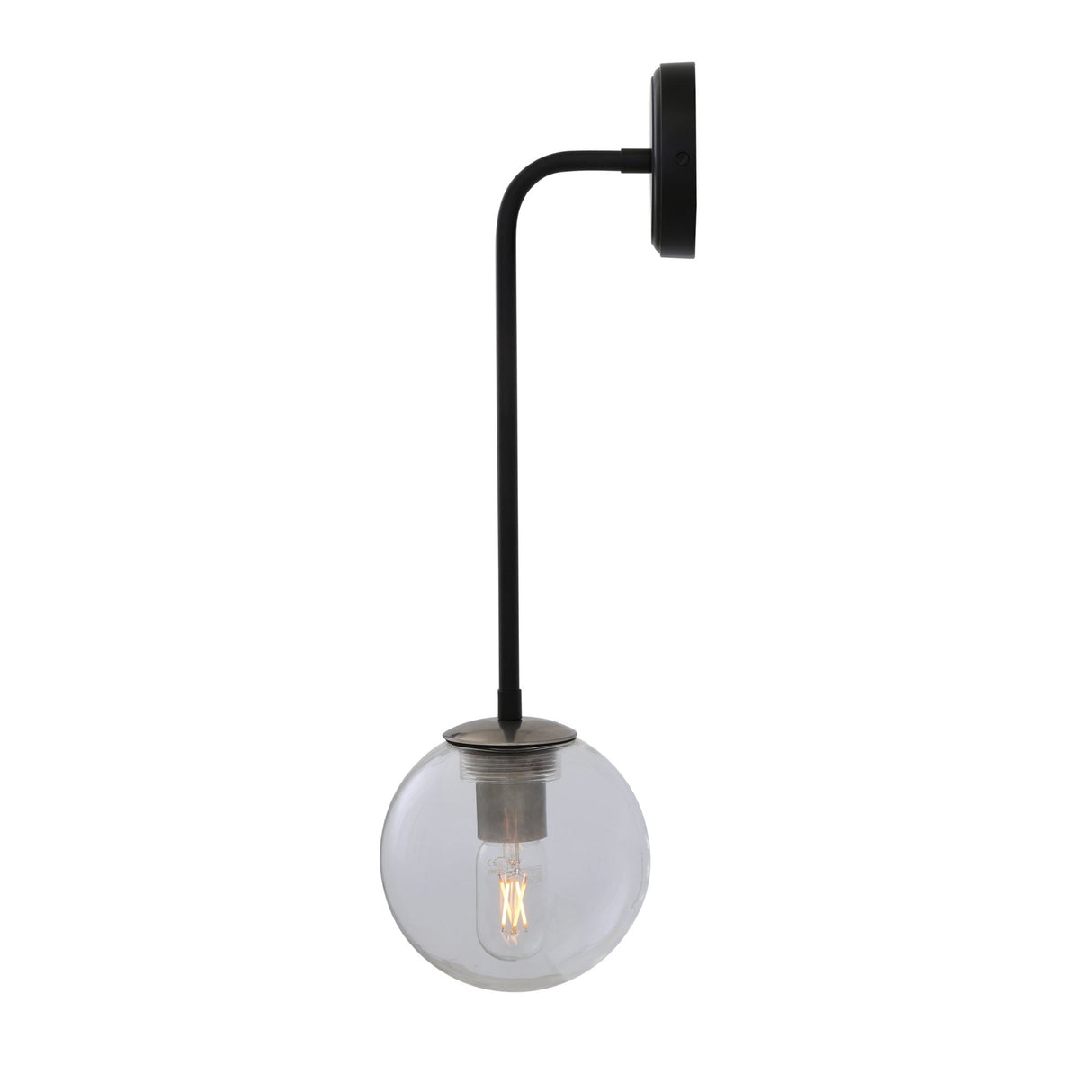 Matte Black & Antique Brass Newport Globe Wall Light
