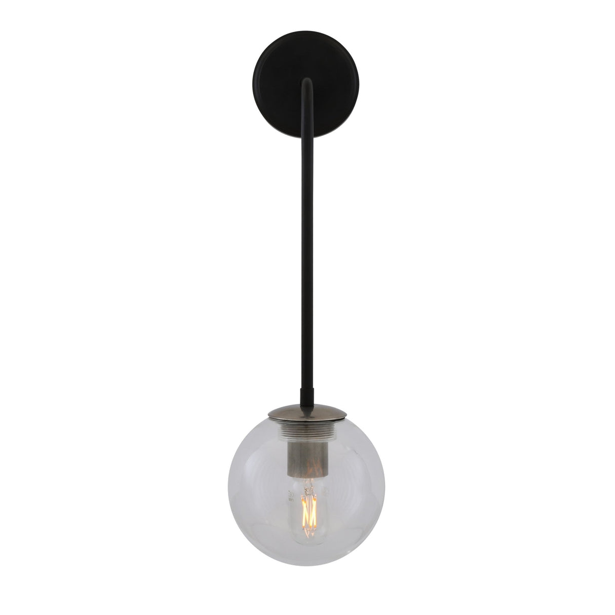 Matte Black & Antique Brass Newport Globe Wall Light