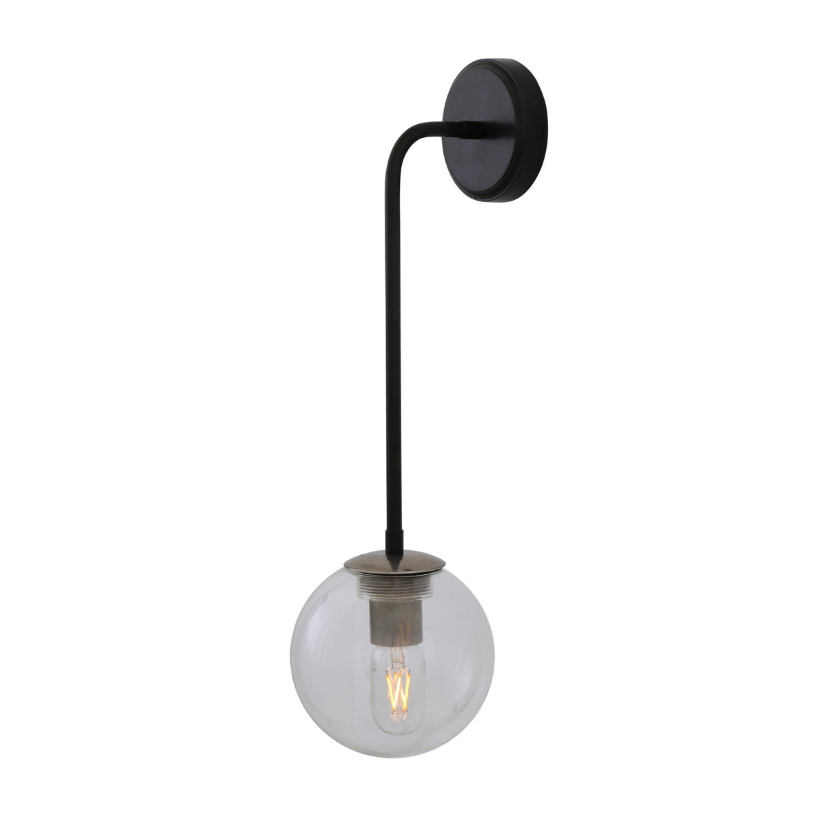 Matte Black & Antique Brass Newport Globe Wall Light