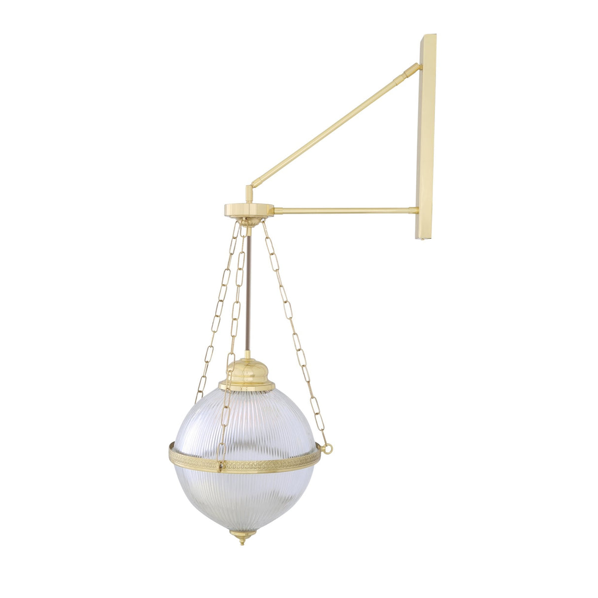 Antique Brass Blaenau Wall Sconce with Holophane Glass Shade