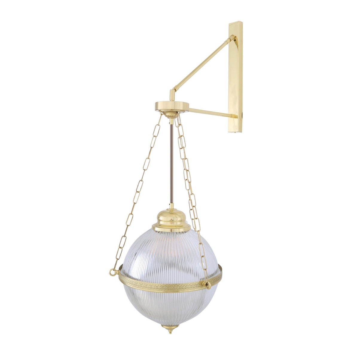 Antique Brass Blaenau Wall Sconce with Holophane Glass Shade