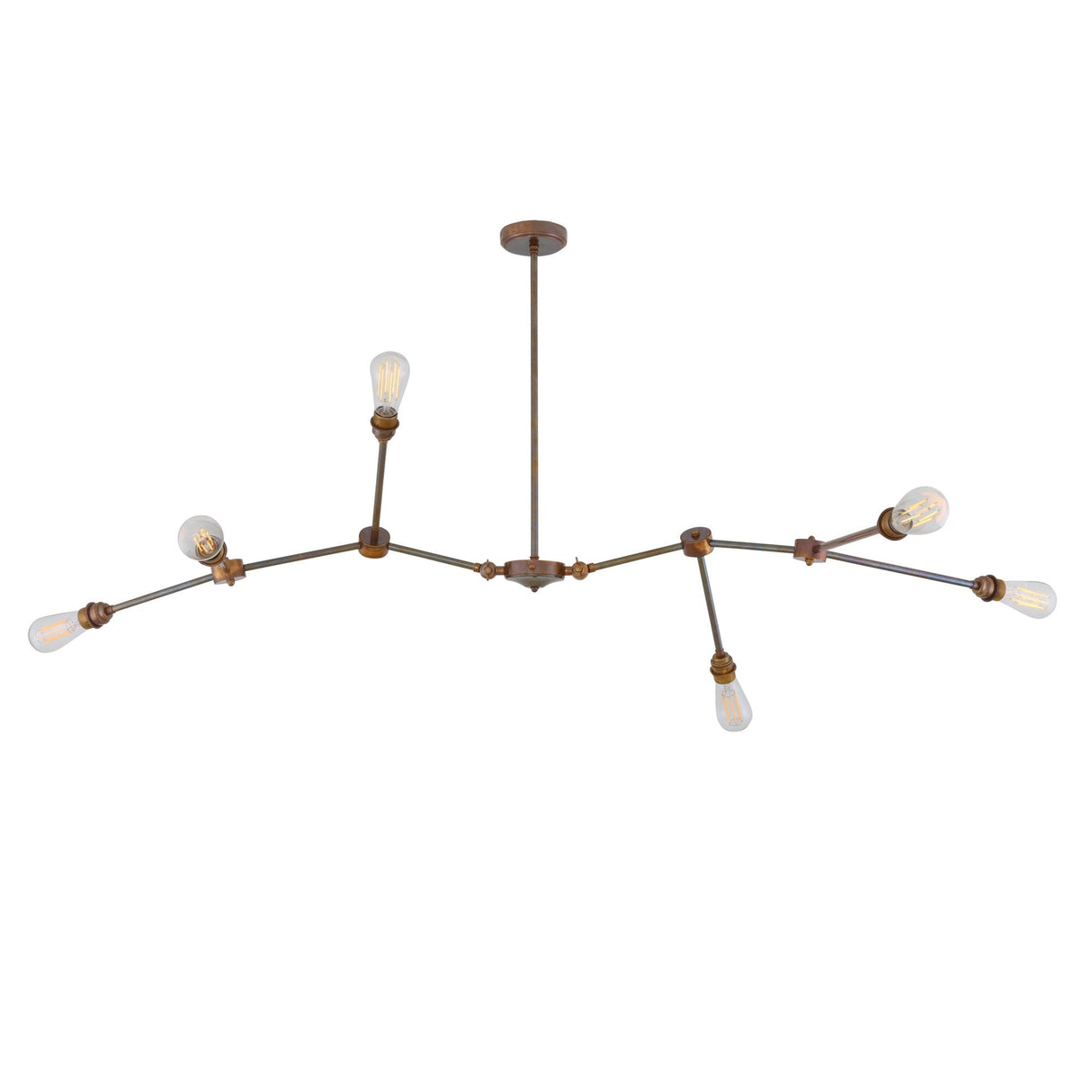 Ottawa Chandelier - Modern Brass and Glass Adjustable Arm Ceiling Fixture