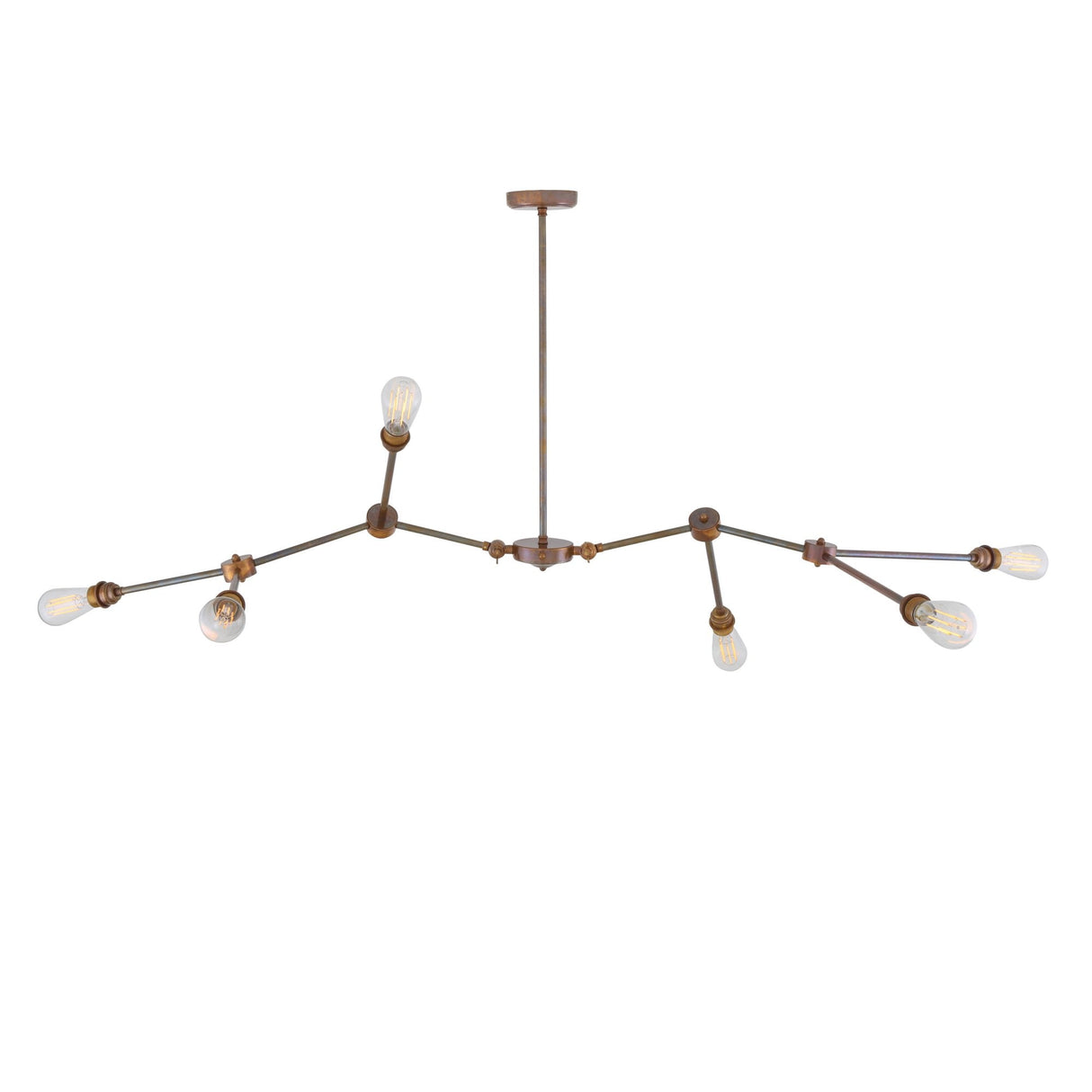 Ottawa Chandelier - Modern Brass and Glass Adjustable Arm Ceiling Fixture