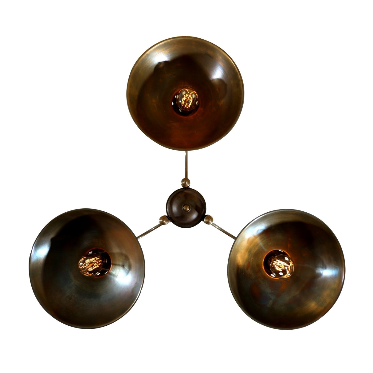 Goiania Trio Swirl Brass Ceiling Pendant with Open Bowl Design