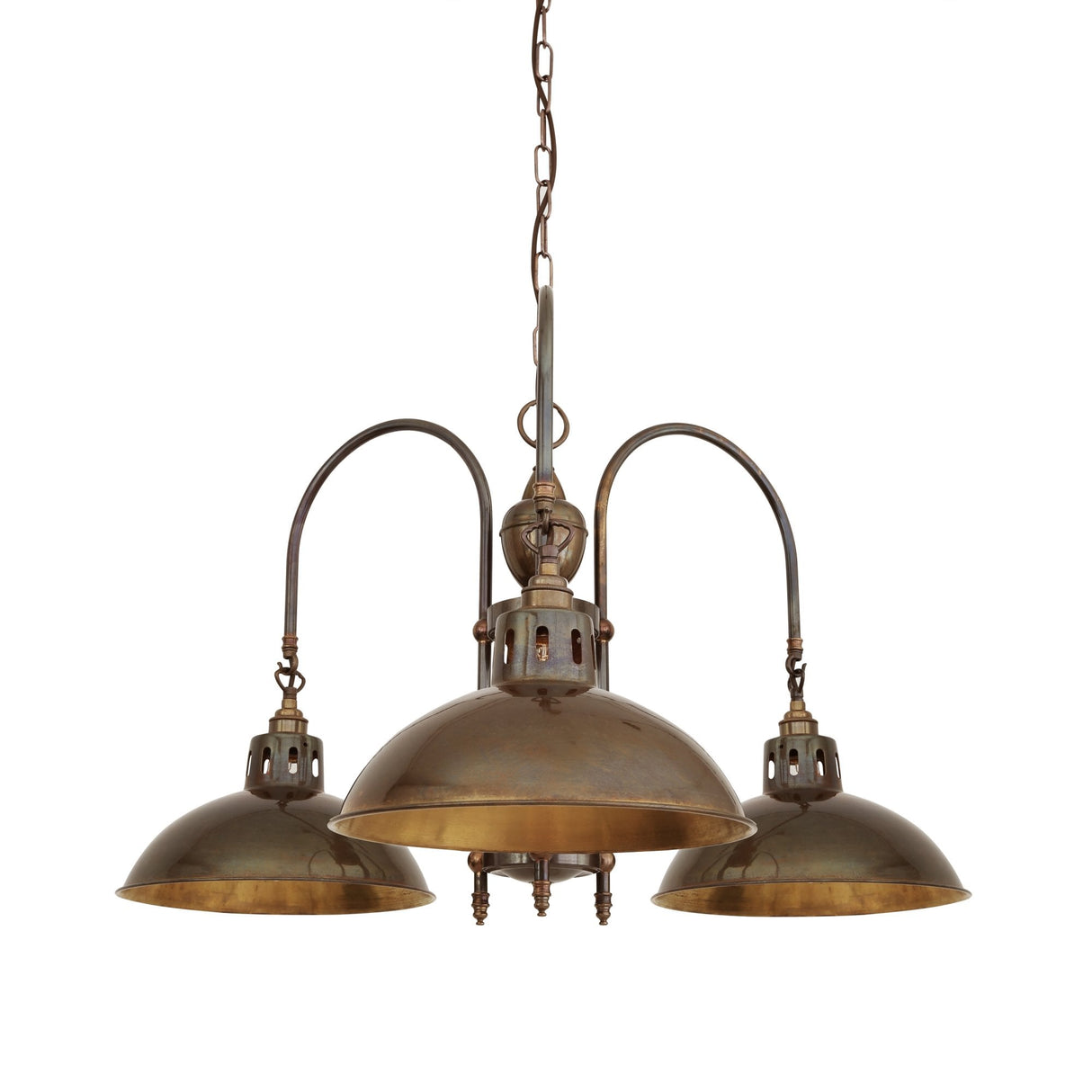 Goiania Trio Swirl Brass Ceiling Pendant with Open Bowl Design