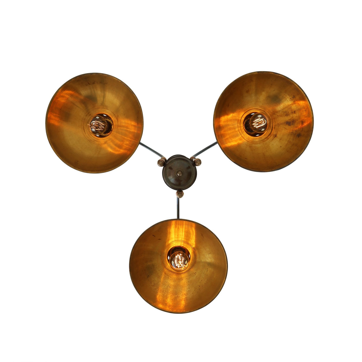Goiania Trio Swirl Brass Ceiling Pendant with Open Bowl Design