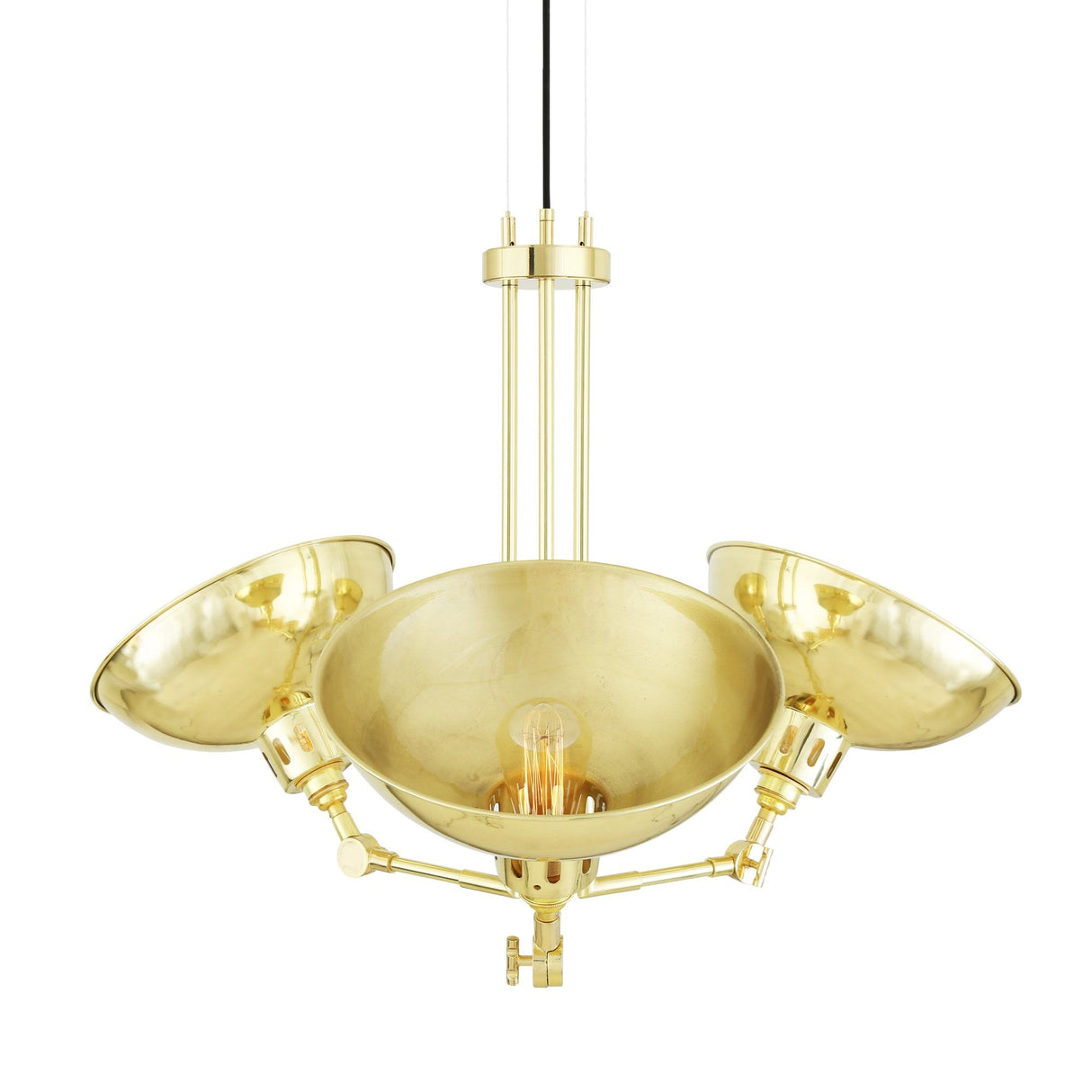 Vintage Elegance: Sparti Three-Arm Brass Chandelier