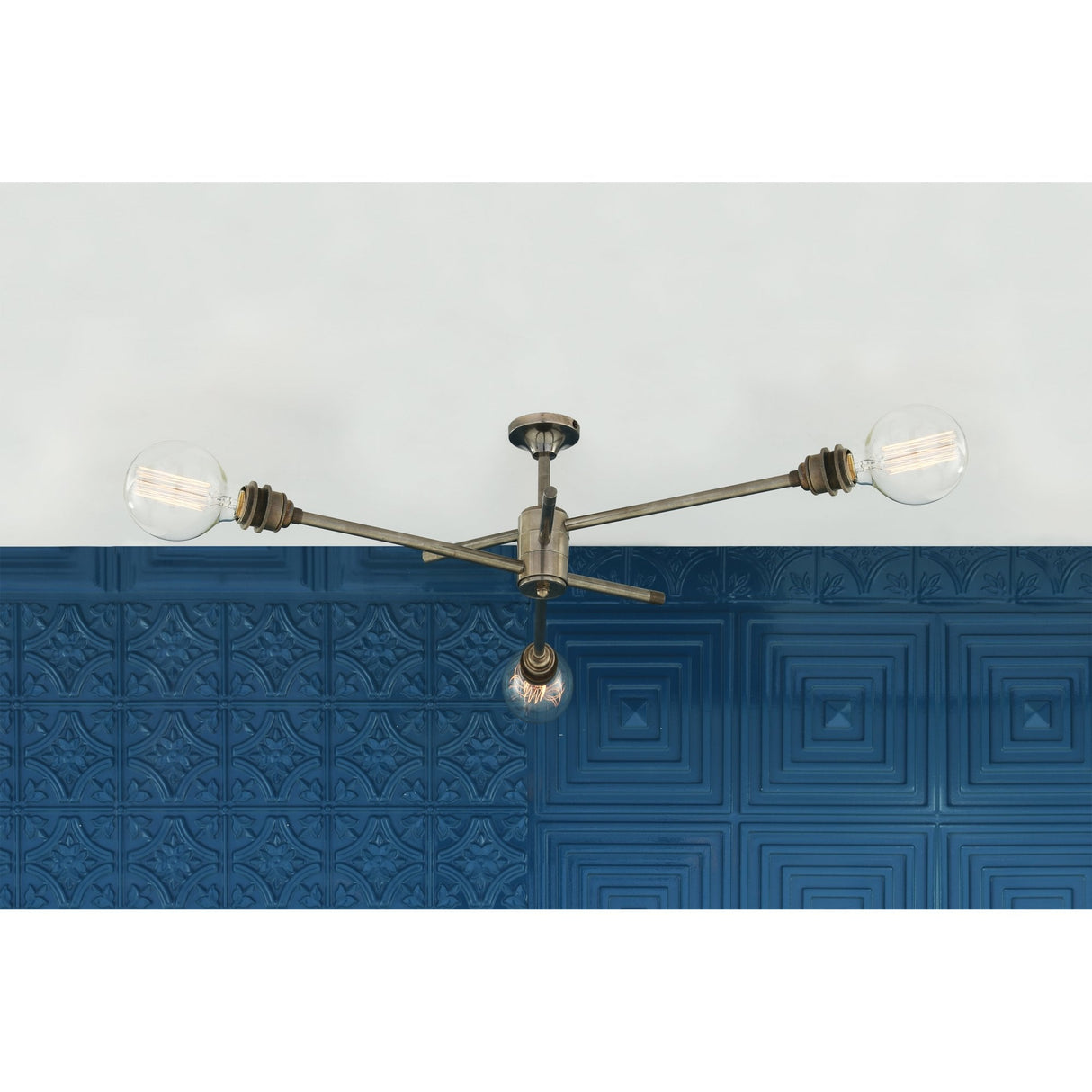 Mombasa Vintage Brass Chandelier with Three Elegant Arms