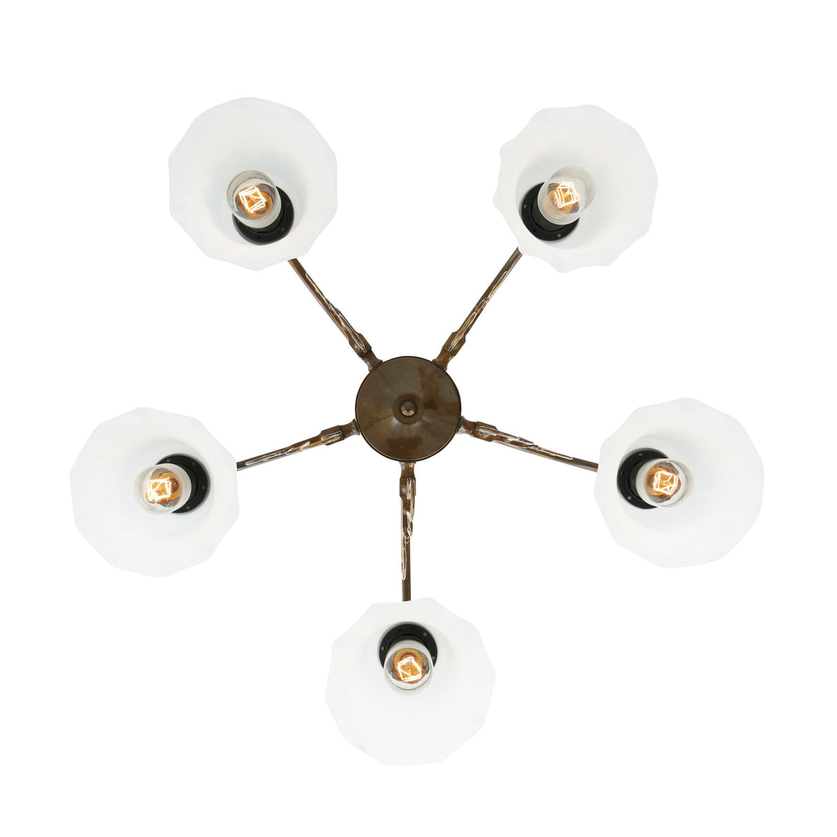 Elegant Medan Brass Chandelier with Opal Etched Glass Shades