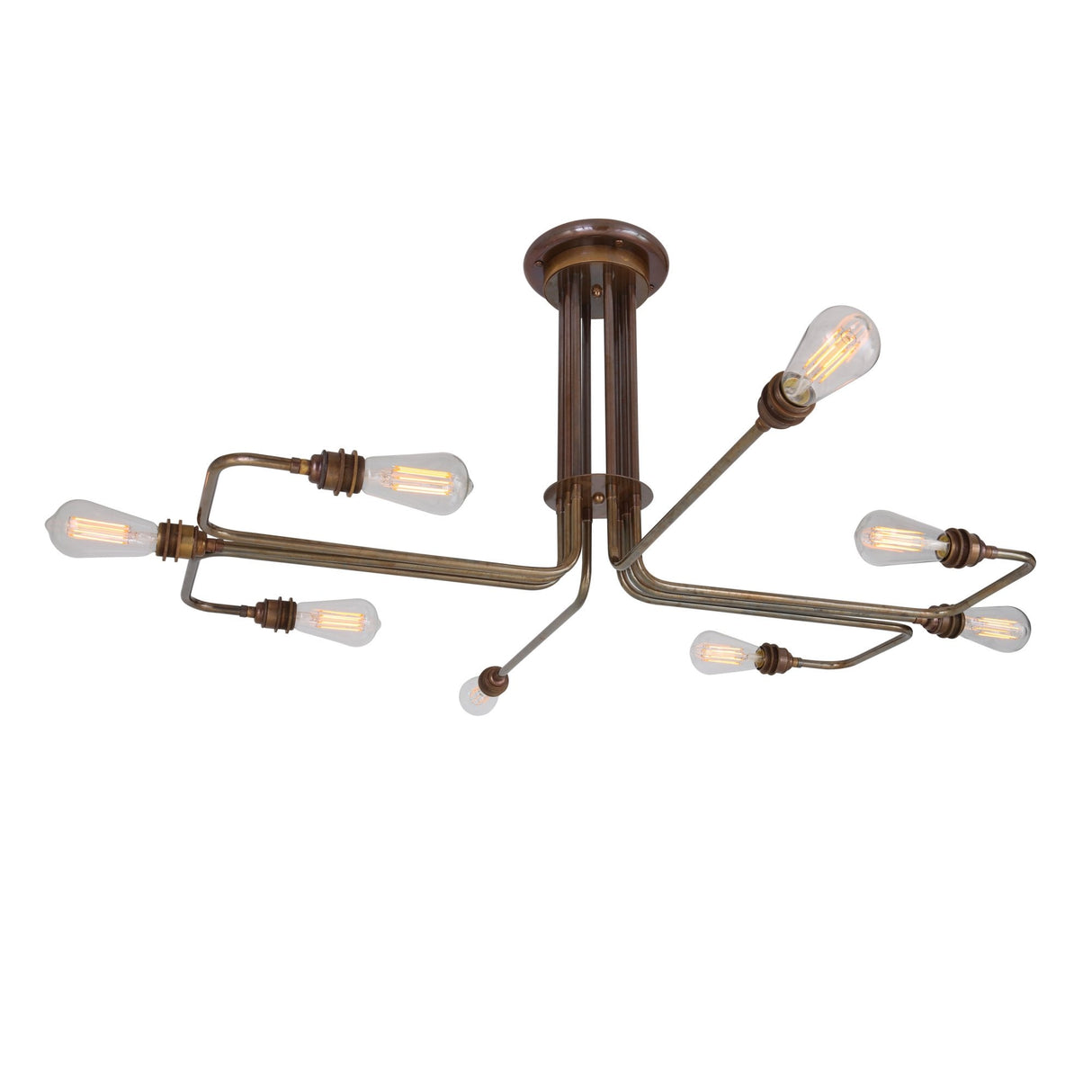 Irbid Industrial Brass Chandelier with Glass Bulb Accents