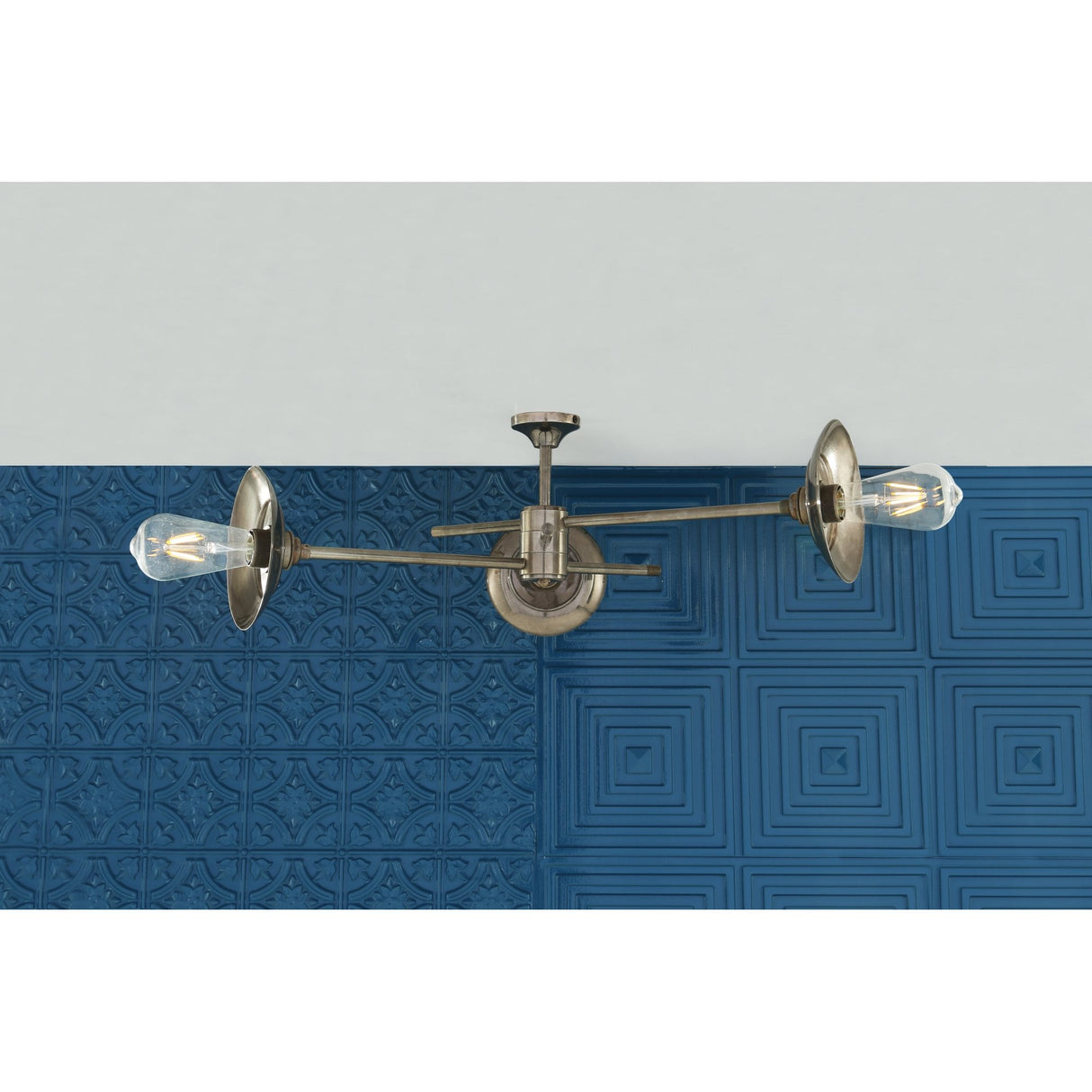 Antique Brass Reznor Flush Mount Chandelier