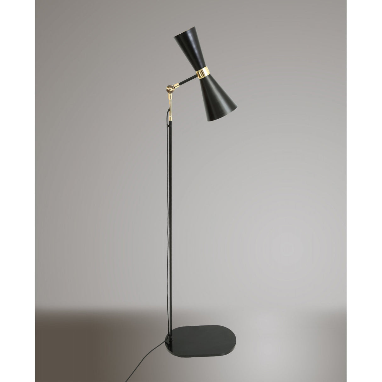 Cairo Floor Lamp in Polished Brass and Matte Black Finish